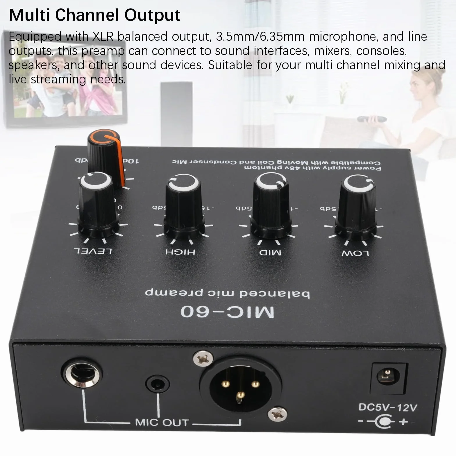 Wzmacniacz mikrofonowy mikrofon przedwzmacniacz wzmocnienie mikrofonu 48 V zasilacz mikrofon przedwzmacniacz do dynamicznego kondensatora XLR 3,5 mm 6,35 mm wejścia (z kablem XLR)
