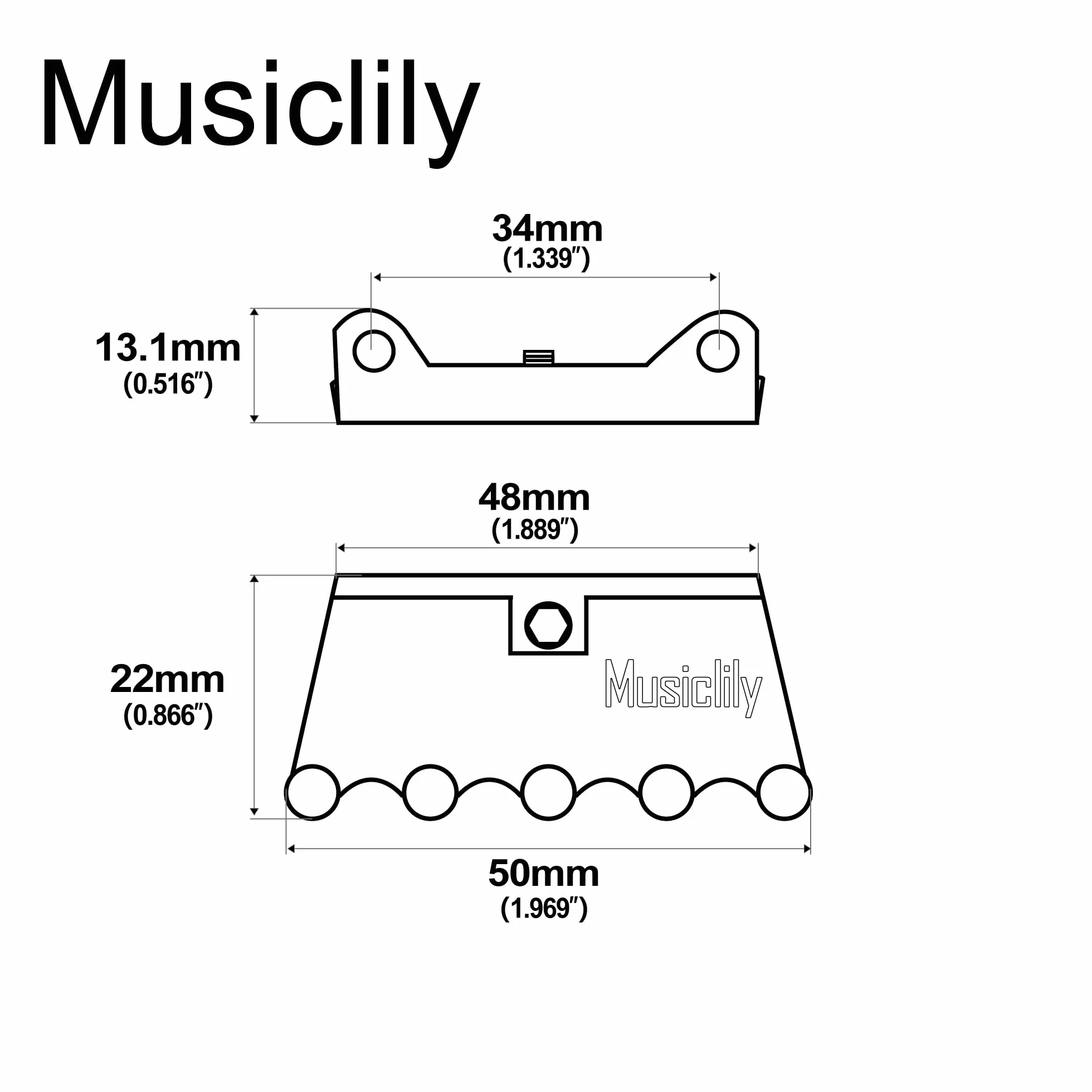 Musiclily Ultra Mosiężny Pazur Tremolo Claw do Mostek Tremolo Strat/Floyd Rose, Oryginalny Kolor