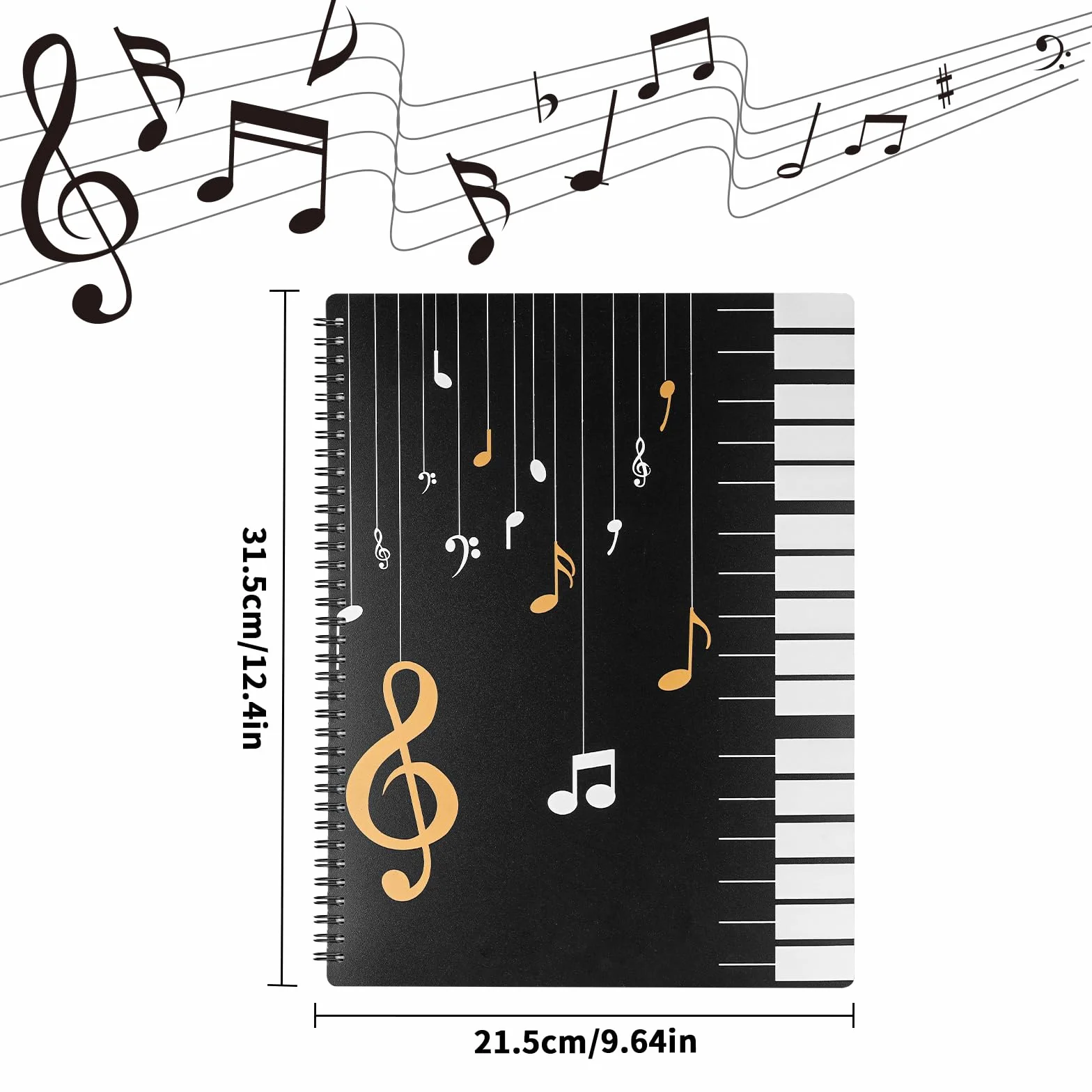 JIANTA A4 120-stronicowy folder muzyczny, spiralny segregator na dokumenty muzyczne, 21,5 x 28 cm torba do przechowywania dokumentów papierowych, pusta plastikowa teczka chóralna