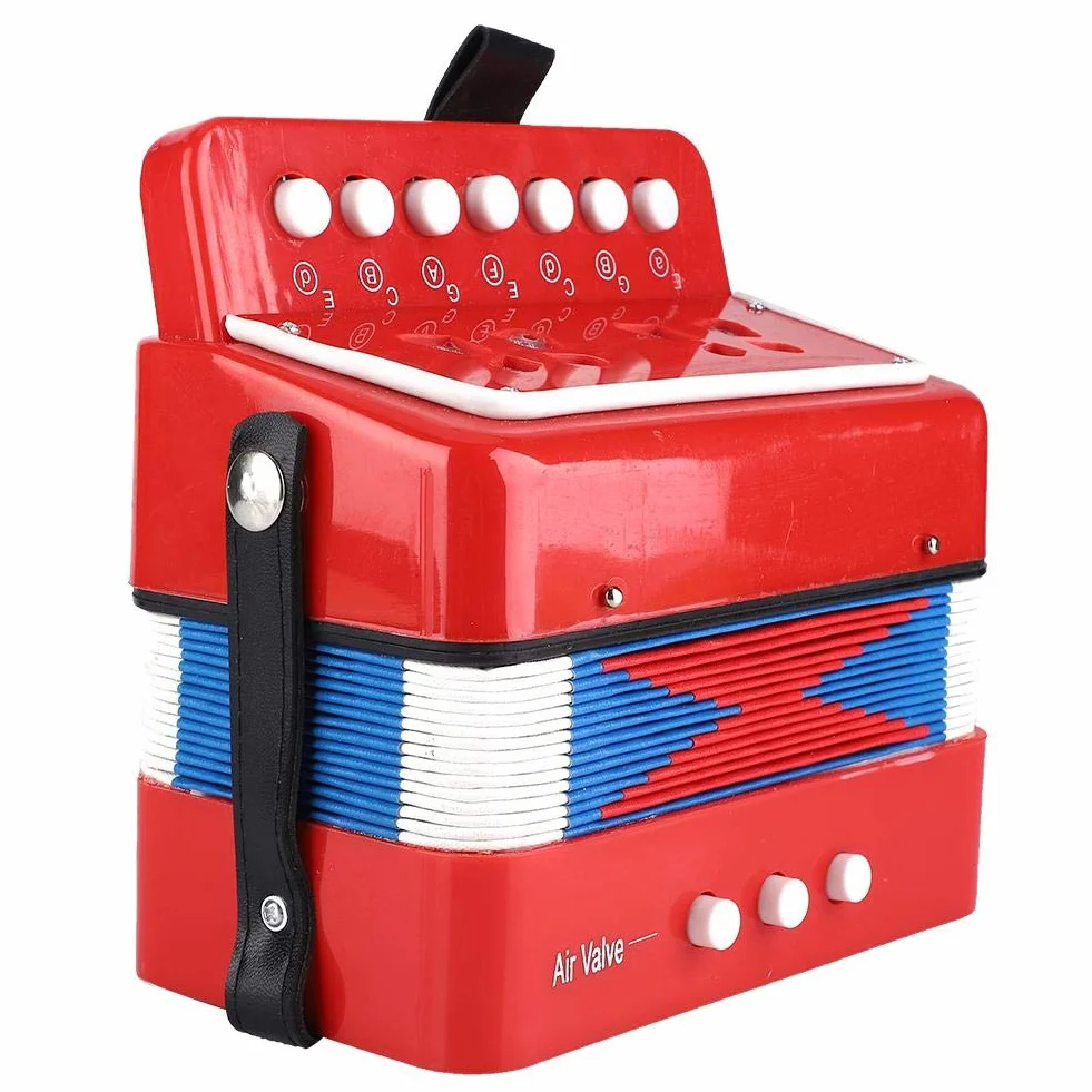 Harmonijka Mini 7 klawiszy, przenośny instrument muzyczny, zabawka dla dzieci, mały edukacyjny i innowacyjny fortepian (czerwony)
