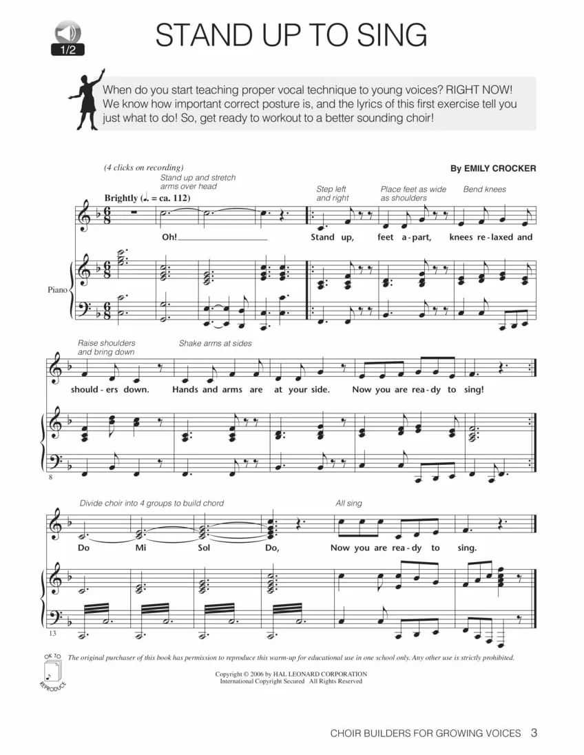 Choir builders for growing voices +cd: 18 Vocal Exercises for Warm-Up & Workout