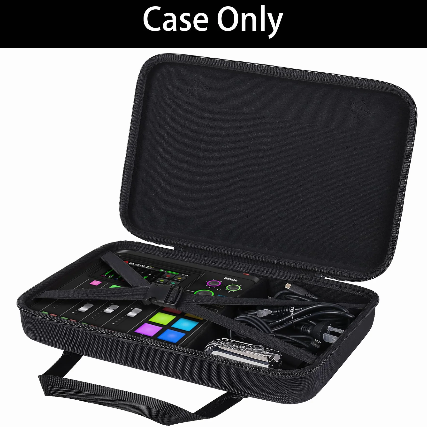 Khanka Twardy futerał do przenoszenia kompatybilny z RØDECaster Pro II All-in-One Production, ochronny pokrowiec podróżny do RØDE Caster Pro II, Czarny, Duo, Klasyczny