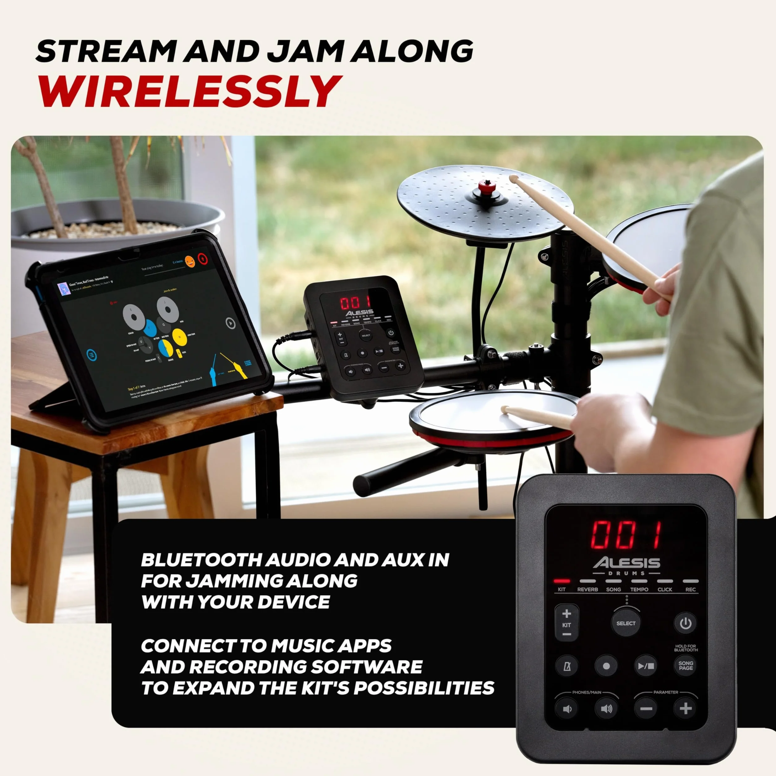Alesis Turbo Max - Składana perkusja elektroniczna z cichymi padami siatkowymi 8”, lekcjami, Bluetooth i akcesoriami
