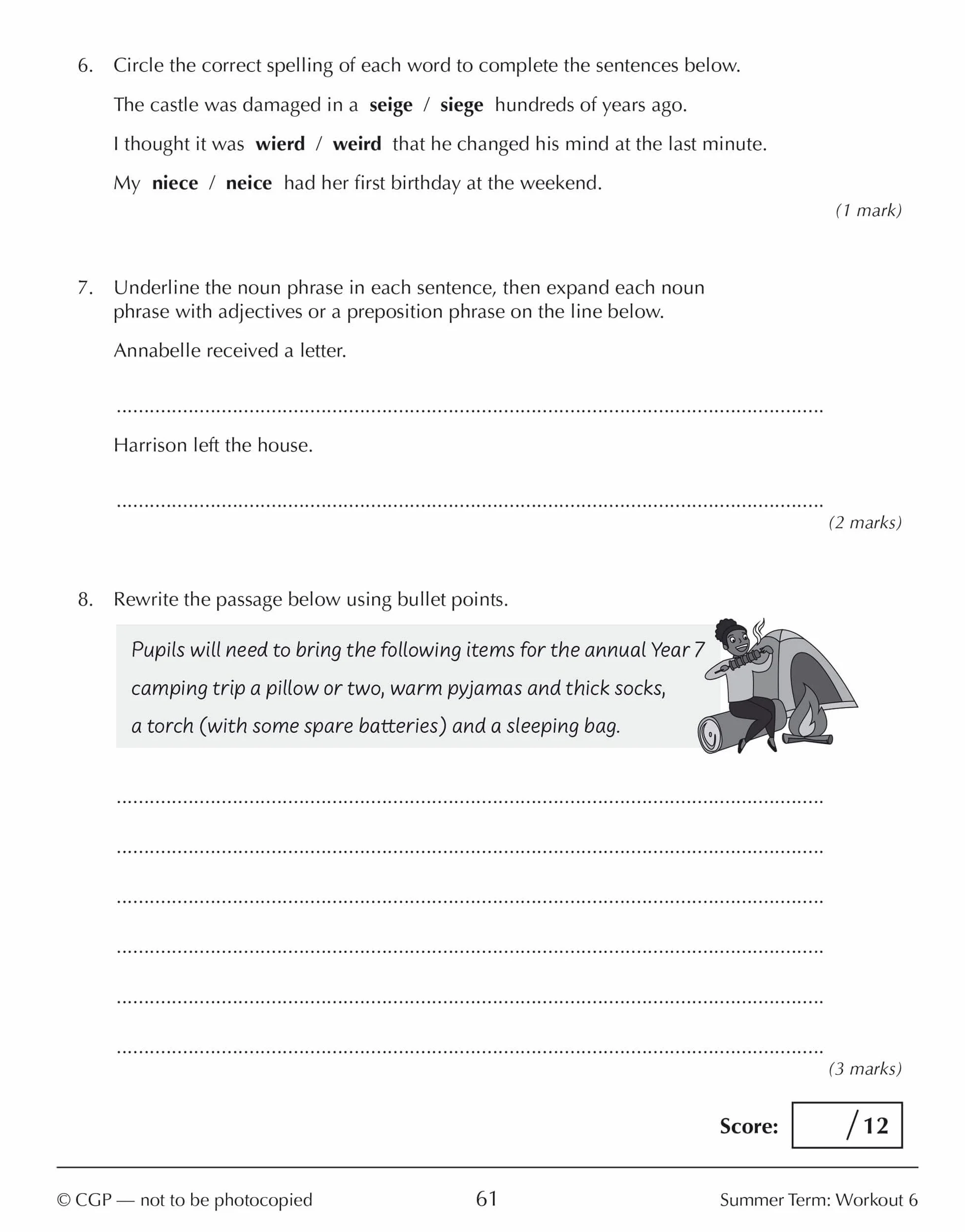 KS3 Year 7 Spelling, Punctuation and Grammar 10-Minute Weekly Workouts