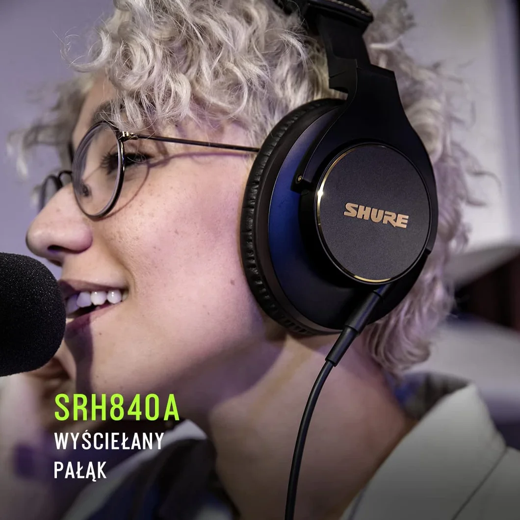 Shure SRH840A Przewodowe słuchawki nauszne do krytycznego słuchania i monitorowania, profesjonalny zestaw słuchawkowy, szczegółowy dźwięk, składana konstrukcja - wersja 2022