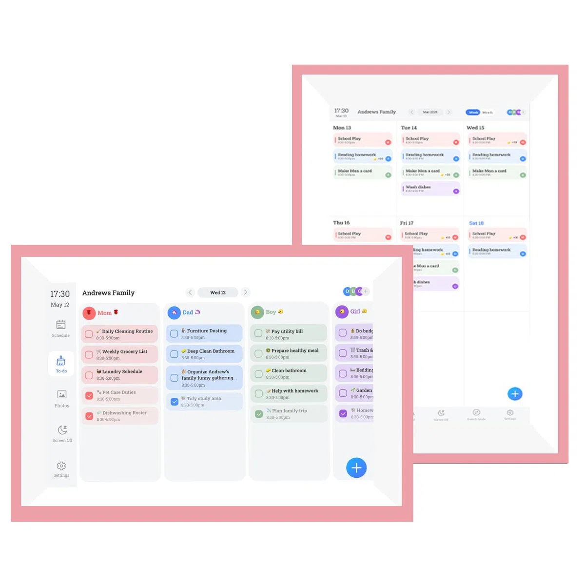Tbest Smart Digital Calendar z Interaktywnym Wykresem Obowiązków
