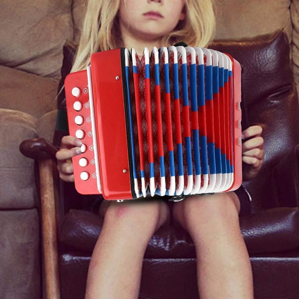 Harmonijka Mini 7 klawiszy, przenośny instrument muzyczny, zabawka dla dzieci, mały edukacyjny i innowacyjny fortepian (czerwony)