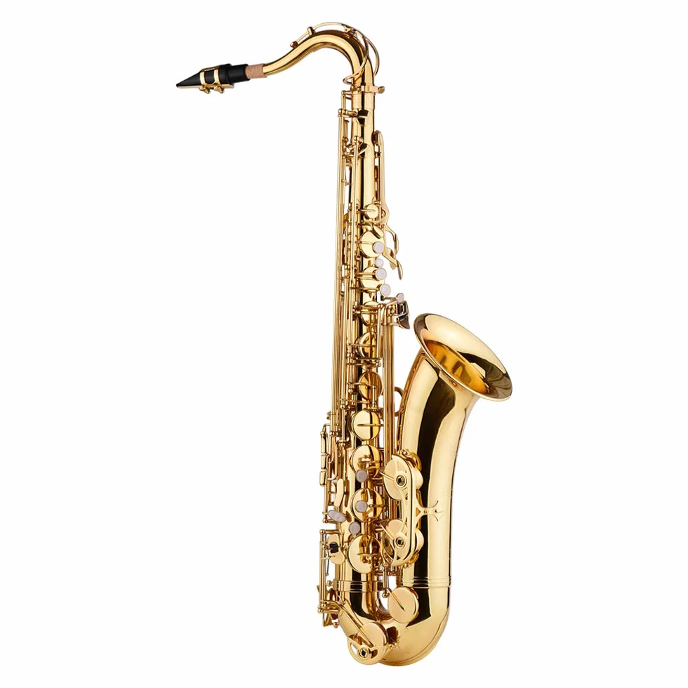 Bb saksofon tenorowy mosiężny korpus złoty lakierowany instrument dęty drewniany z futerałem rękawiczkami ściereczka do czyszczenia szczotka saksofonowe paski na szyję