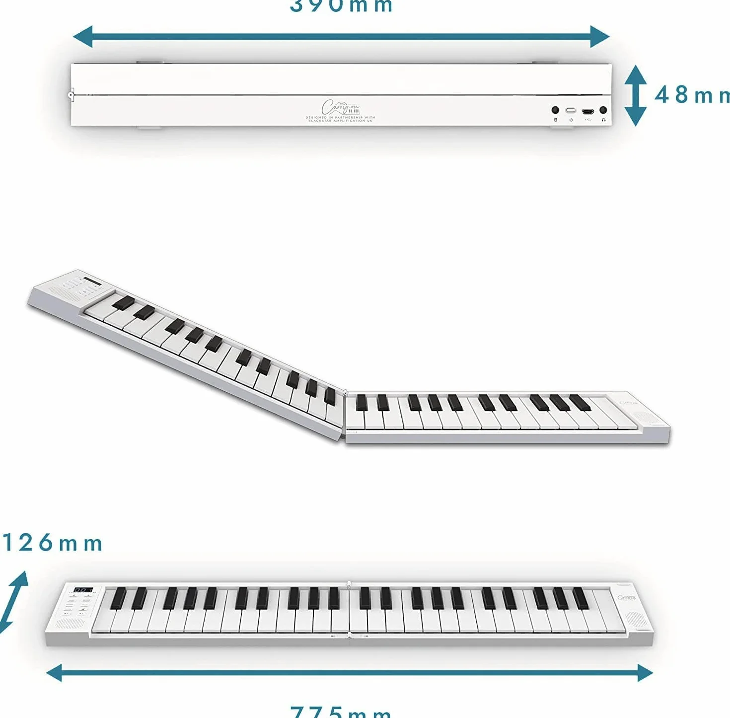 FP-49 Touch 49 Key Touch Touch Sensitive biały przenośny składany cyfrowy fortepian firmy Blackstar USB MIDI Controller z akumulatorem
