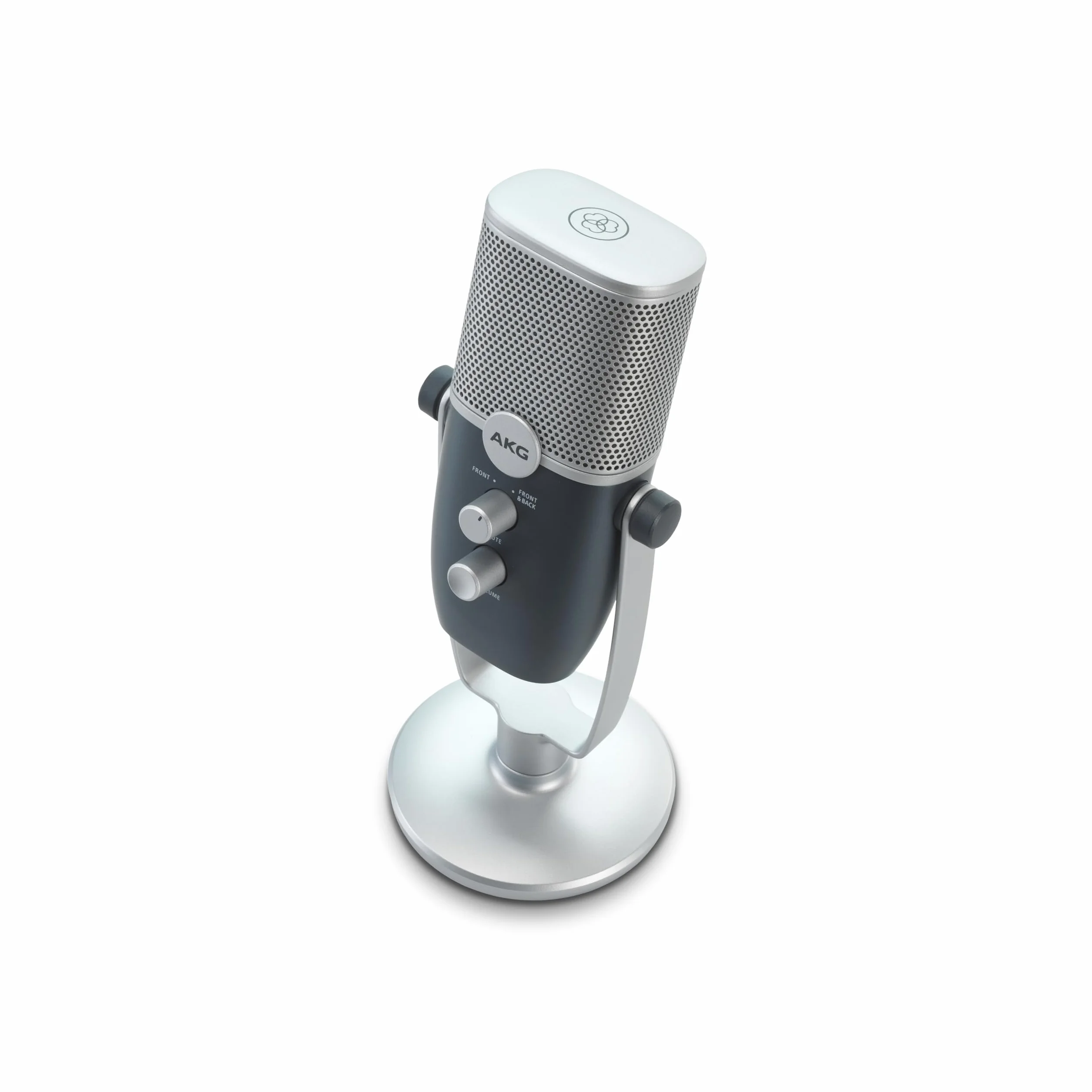 AKG Pro Audio Ara profesjonalny mikrofon pojemnościowy USB-C, tryby przechwytywania dźwięku z podwójnym wzorem, do podcastów, blogów wideo, gier i przesyłania strumieniowego, niebieski i srebrny