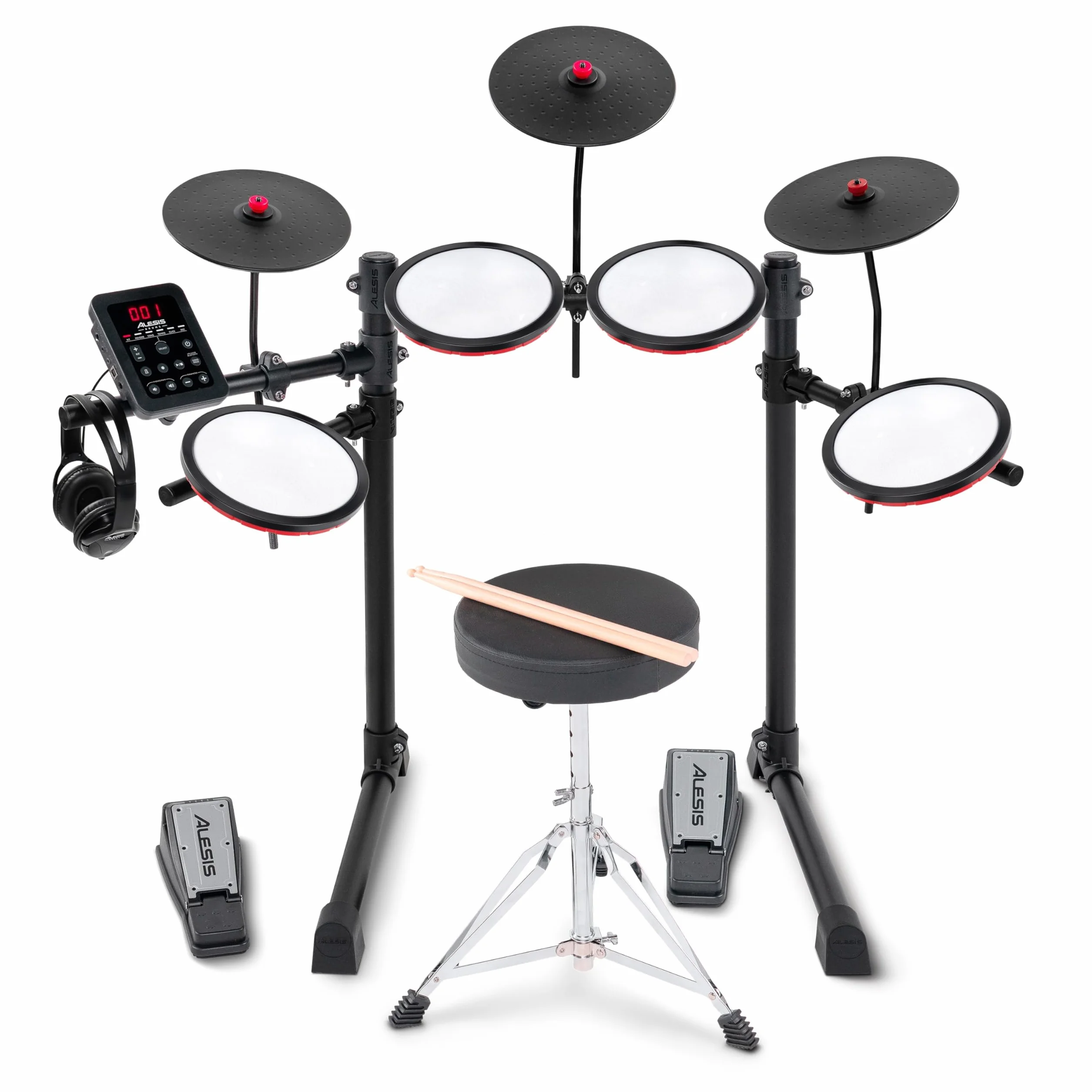 Alesis Turbo Max - Składana perkusja elektroniczna z cichymi padami siatkowymi 8”, lekcjami, Bluetooth i akcesoriami