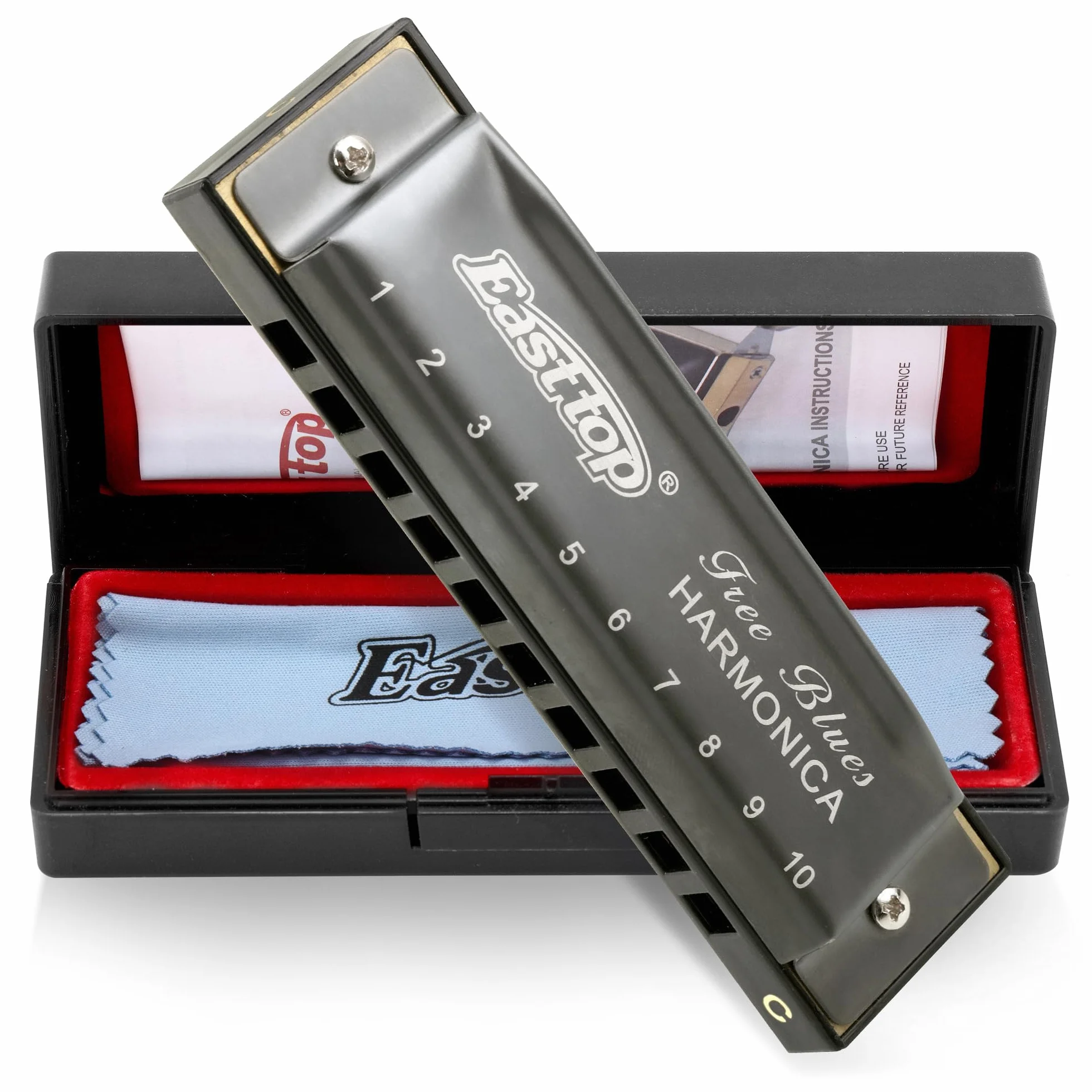 East top Harmonijka C Harmonijka diatoniczna niebieska 10 otworów diatoniczna blues harmonijka dla profesjonalnych graczy, początkujących, studentów, dorosłych na prezent