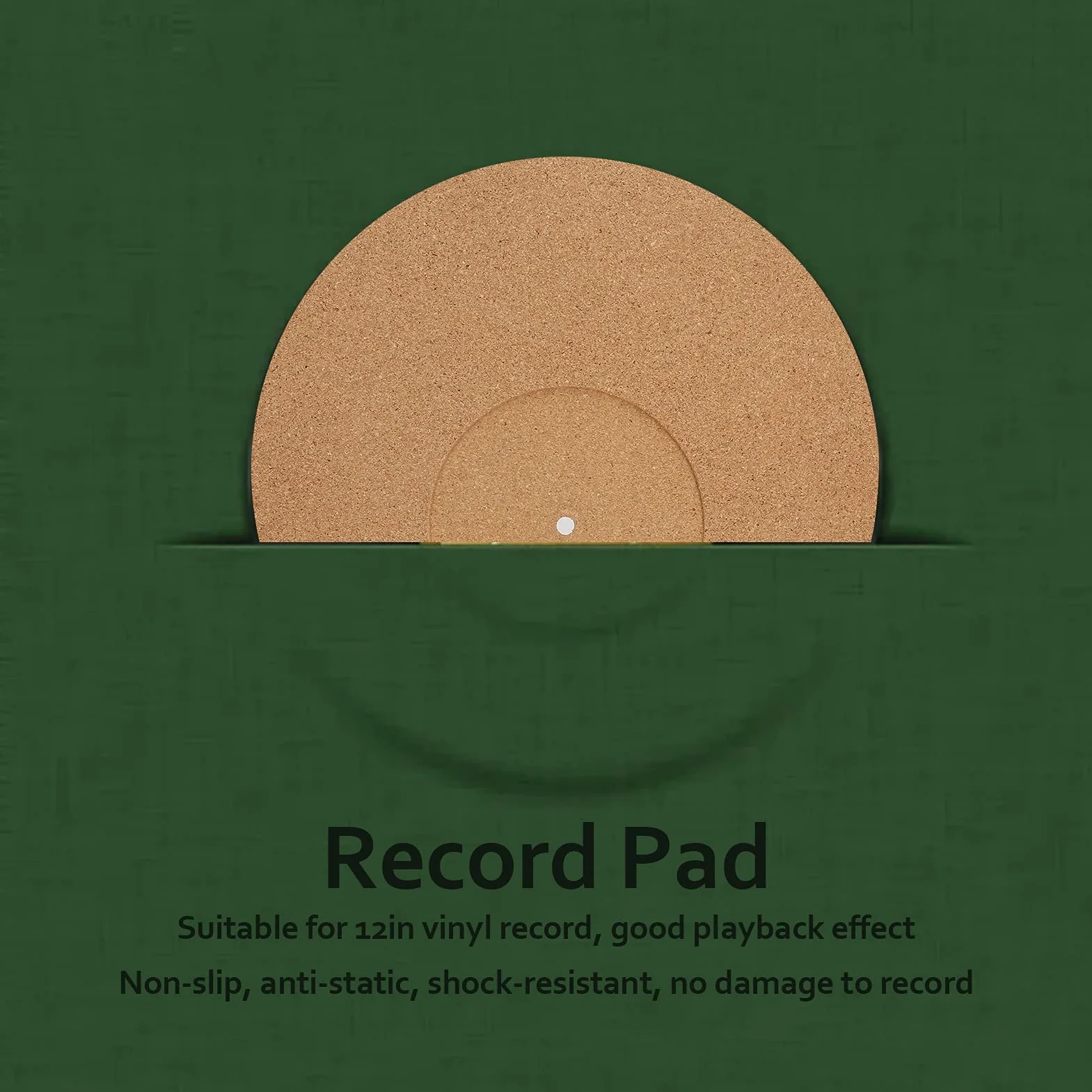 Mata do Talerza Gramofonu Miękki Korek, Gramofon Slipmat Antystatyczna Mata Korkowa 12-calowy Korkowy Gramofon LP Slipmat Uniwersalny do Podkładki Pod Płytę Winylową, Poprawia Dźwięk i Zmniejsza Hałas