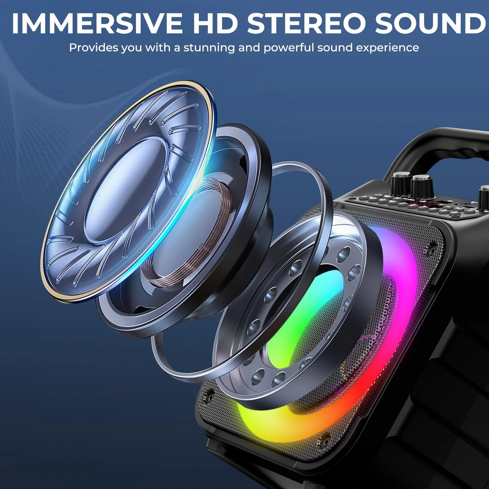 Ankuka Maszyna do karaoke, 2 mikrofony, maszyna do karaoke, dla dorosłych i dzieci, przenośny głośnik Bluetooth z systemem PA, obsługuje TWS/FM/AUX/USB/TF/REC na imprezę, urodziny, dom (czarny)