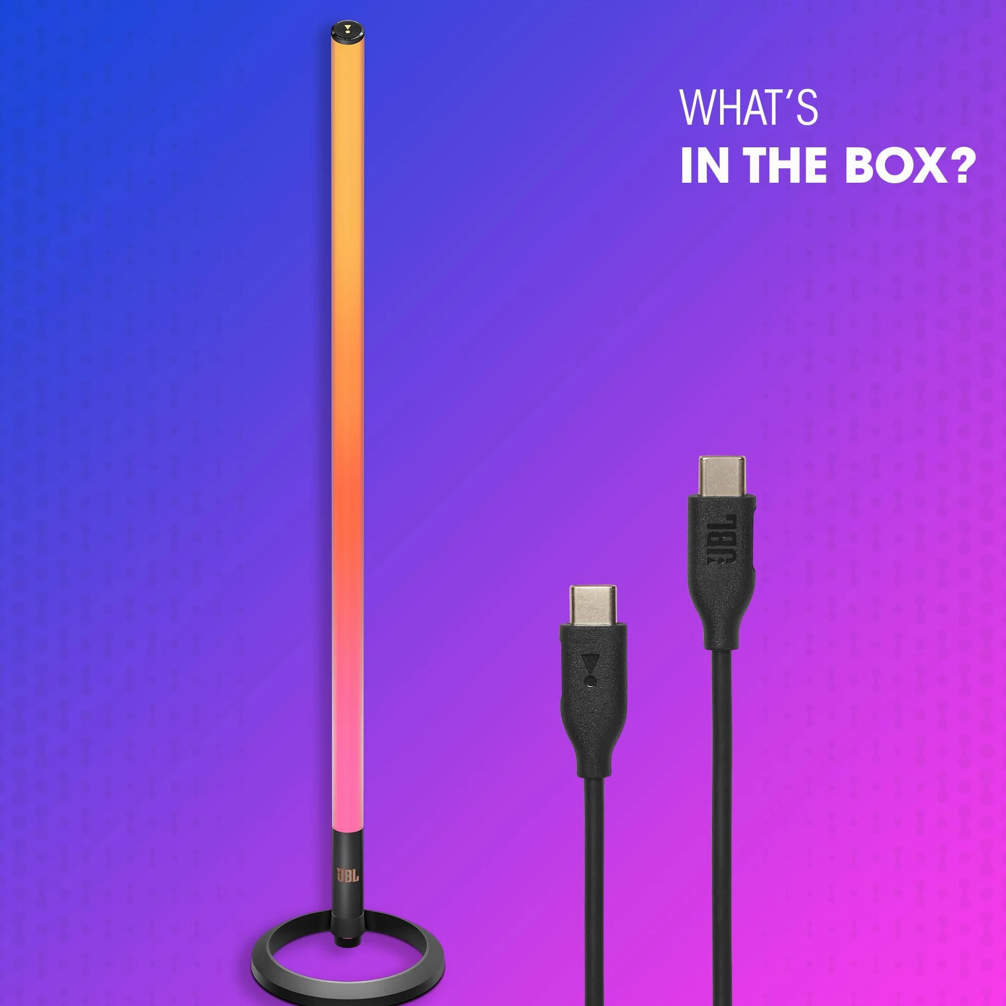 JBL PartyLight Stick, przenośna Bluetooth listwa świetlna PartyBox, oświetlenie LED RGB 360°, bateria 8H