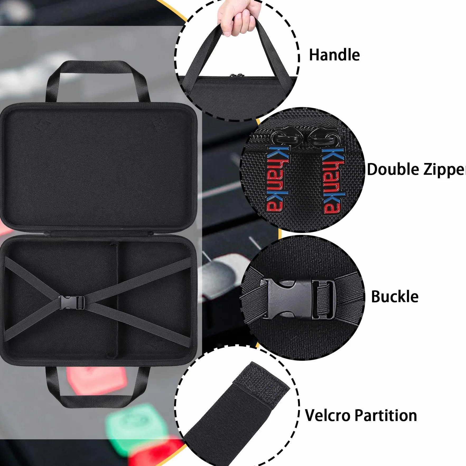 Khanka Twardy futerał do przenoszenia kompatybilny z RØDECaster Pro II All-in-One Production, ochronny pokrowiec podróżny do RØDE Caster Pro II, Czarny, Duo, Klasyczny