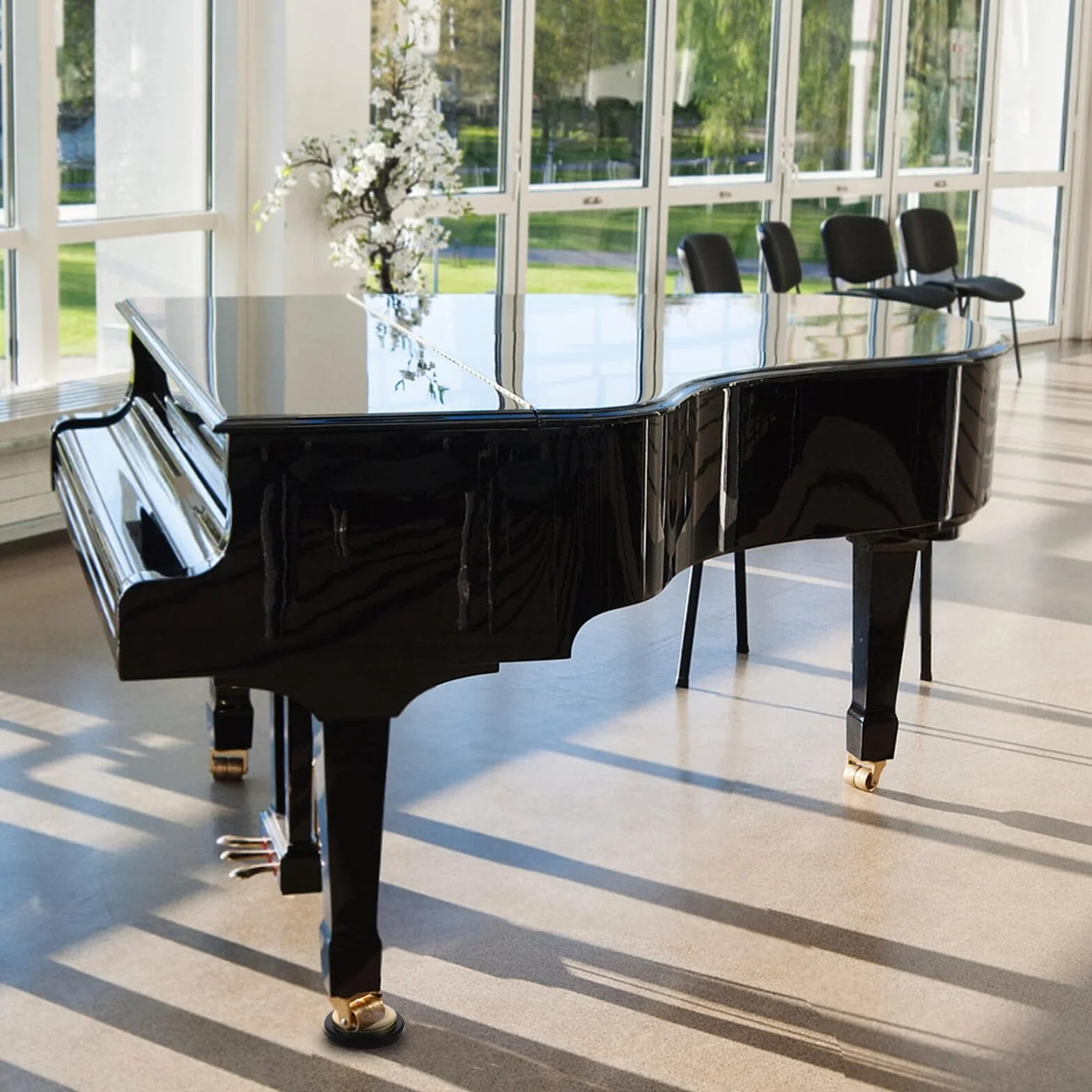 HOMSFOU Piano Caster Cups z Grubymi Podkładkami Antywibracyjnymi i Ochroną Podłogi Izolujące Dźwięk i Antypoślizgowe pod Meble Podkładki Ochronne Do Twardych Podłóg