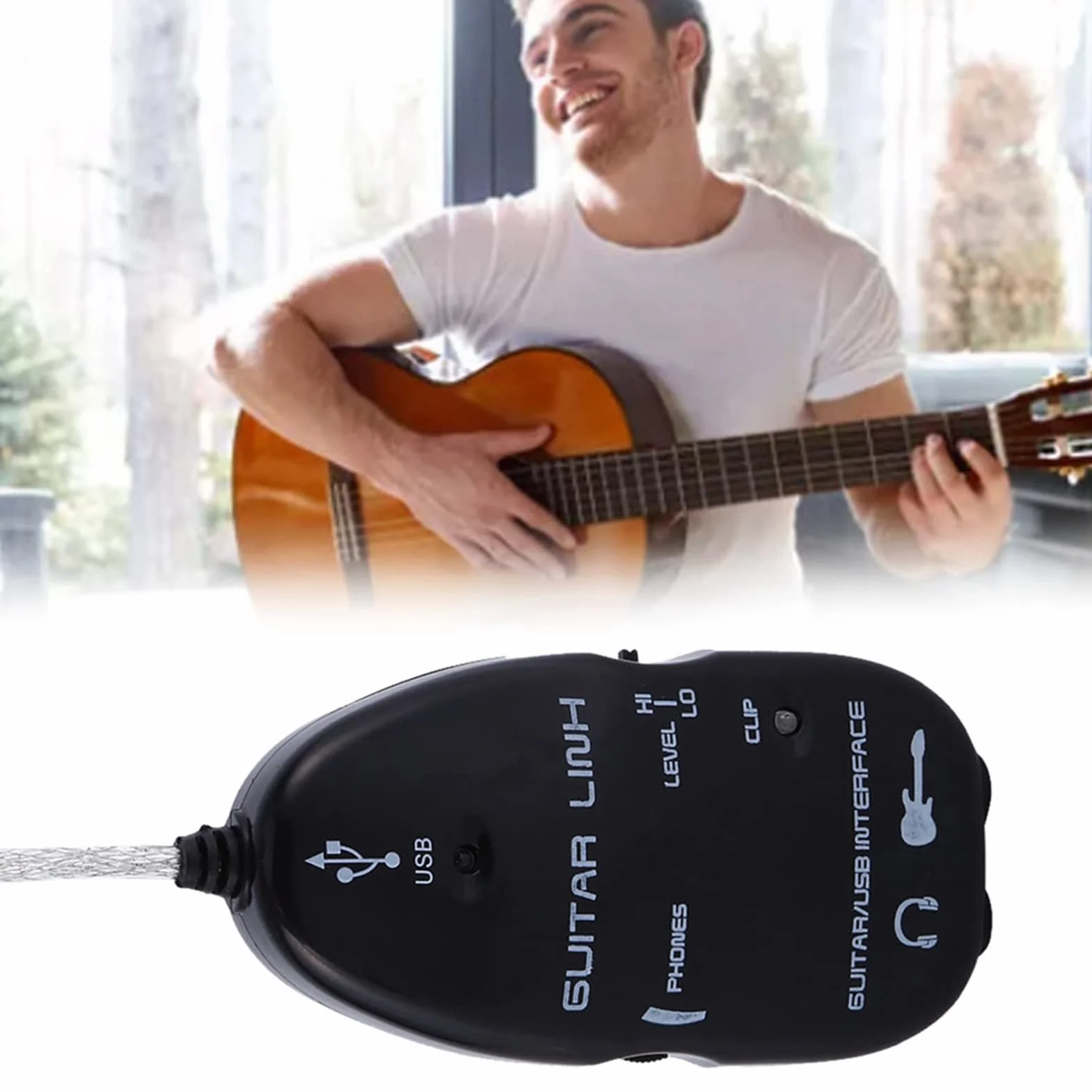 Kabel Rocksmith, profesjonalny kabel USB Guitar Link, Prosta instalacja Plug and Play Gitara Sprzęt nagrywający Gitara Do PC Interfejs z komputerem i nadaje się do