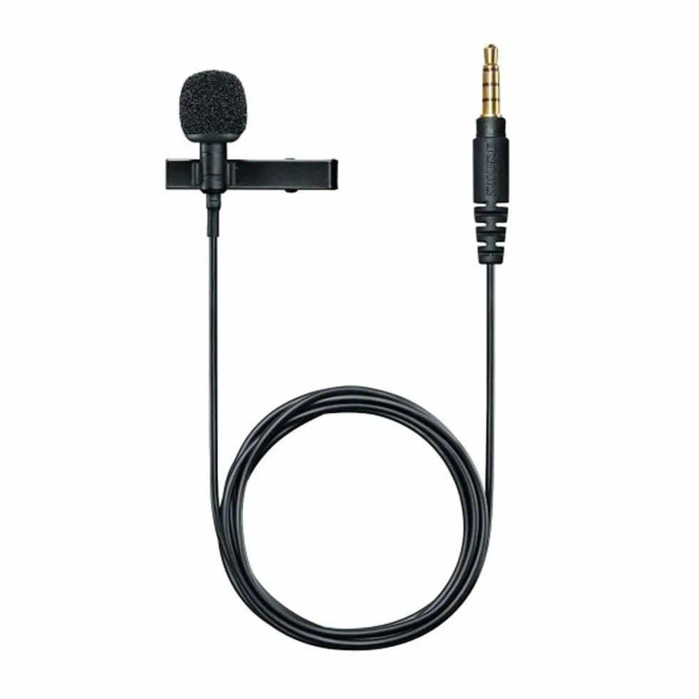 Shure Mvl Lavalier Mikrofon do iPhone'a i tabletu, mikrofon klapowy do nagrywania wideo i vlogów z wtyczką 3,5 mm, osłoną przeciwsłoneczną, uchwytem i torbą do przenoszenia