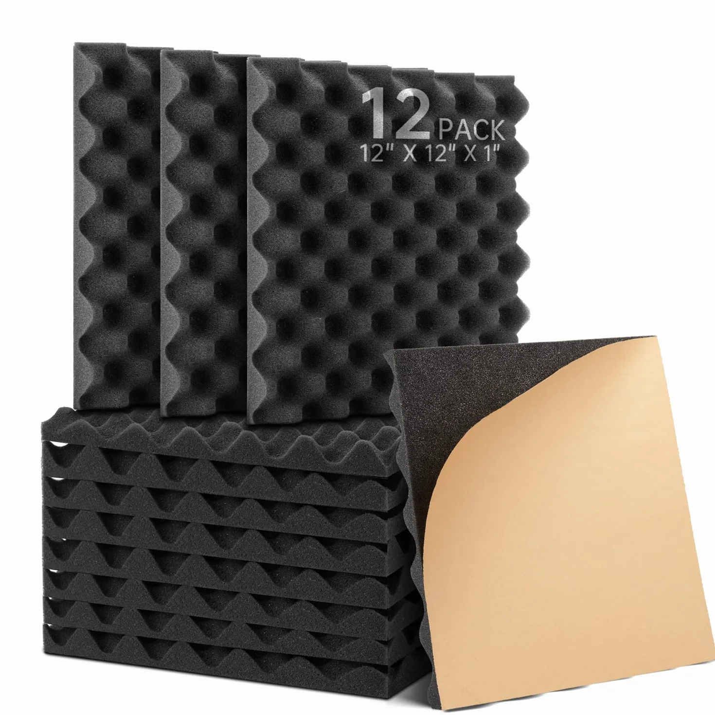 Samoprzylepne akustycznej Panele 12 sztuk Pianka akustyczna 30 x 30 x 2,5 cm Panele akustyczne do podcastów, studiów nagraniowych, biur