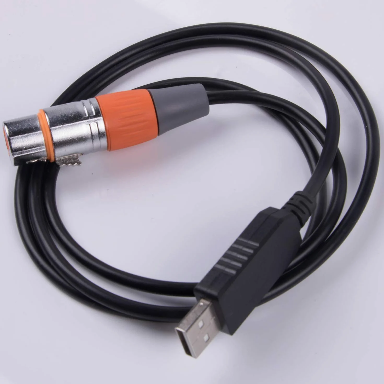 Kabel sterujący USB na DMX RS485 adapter konwertera szeregowego FTDI XLR 3-pinowy kabel urządzenia do oświetlenia scenicznego (1,8 m, USB czarna powłoka)