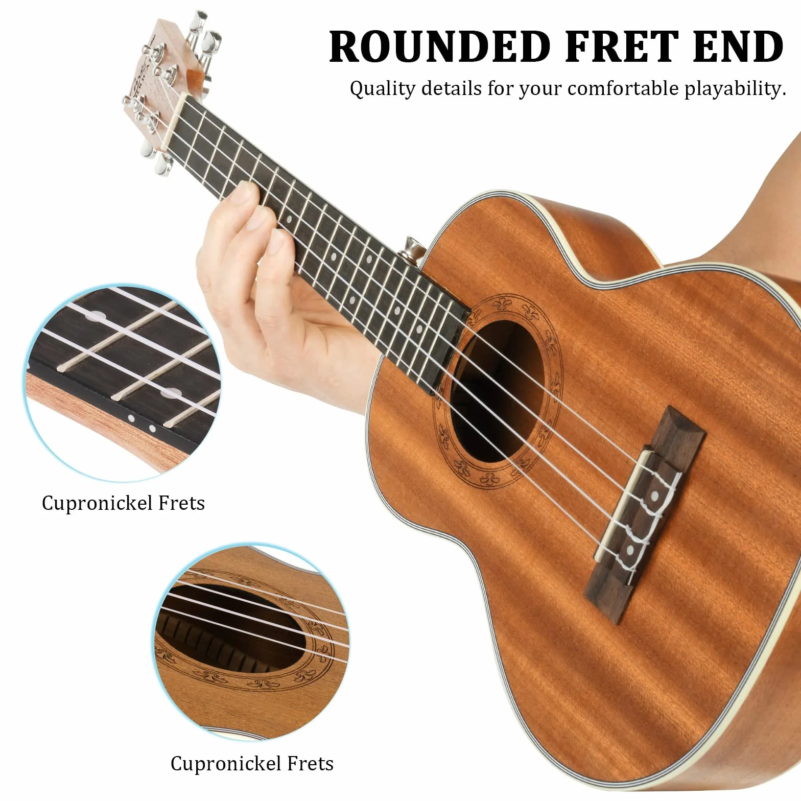 Sapele Ukulele sopranowe, zestaw startowy dla dzieci i dorosłych, 50 cm, z torbą, tunerem, nylonowymi strunami, pickiem, paskiem, mała gitara hawajska