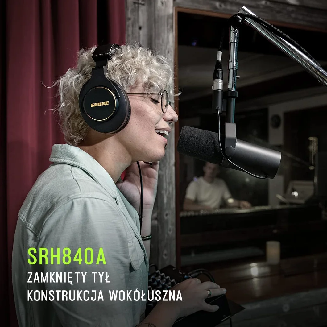 Shure SRH840A Przewodowe słuchawki nauszne do krytycznego słuchania i monitorowania, profesjonalny zestaw słuchawkowy, szczegółowy dźwięk, składana konstrukcja - wersja 2022
