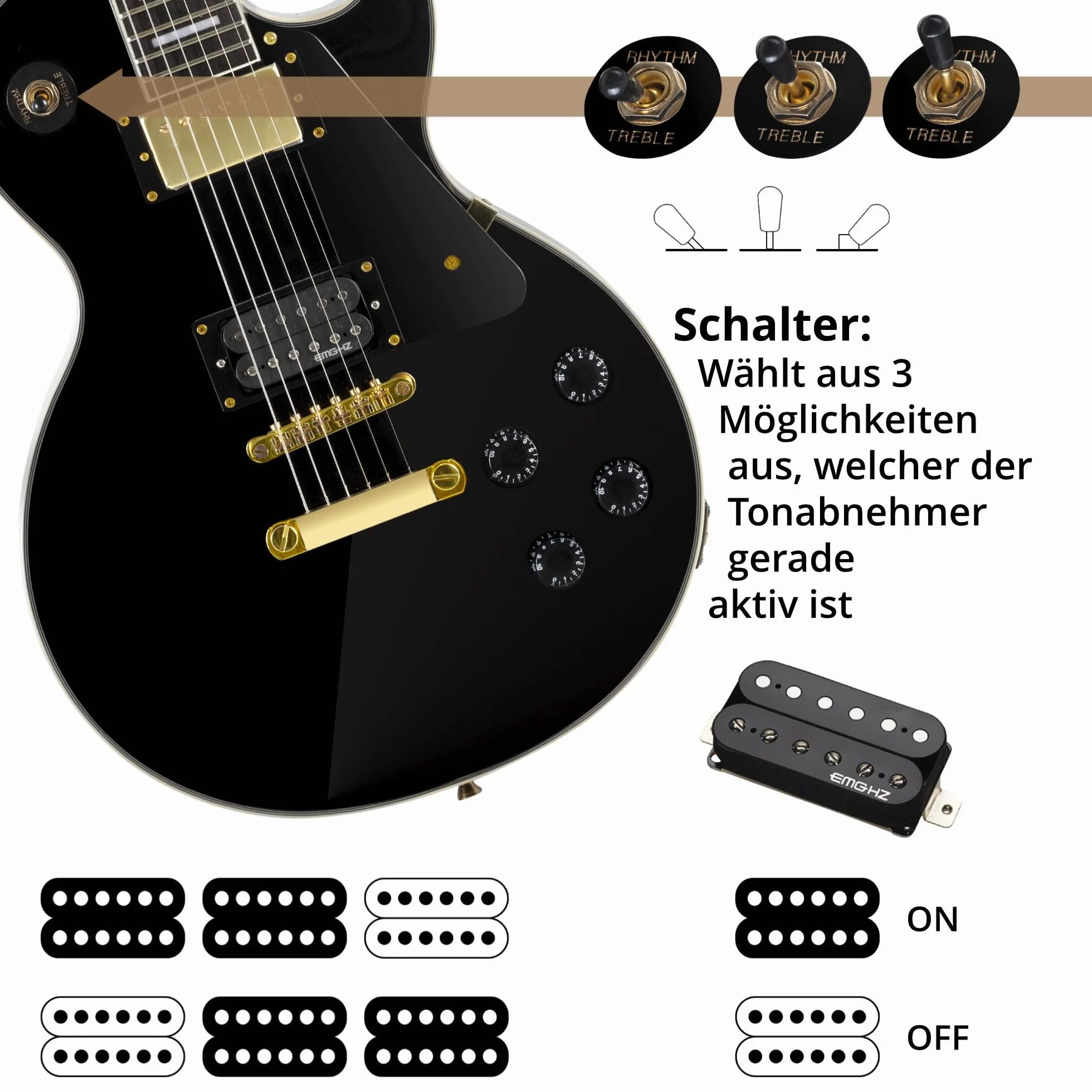 Rocktile Pro L-200BK gitara elektryczna czarna Deluxe