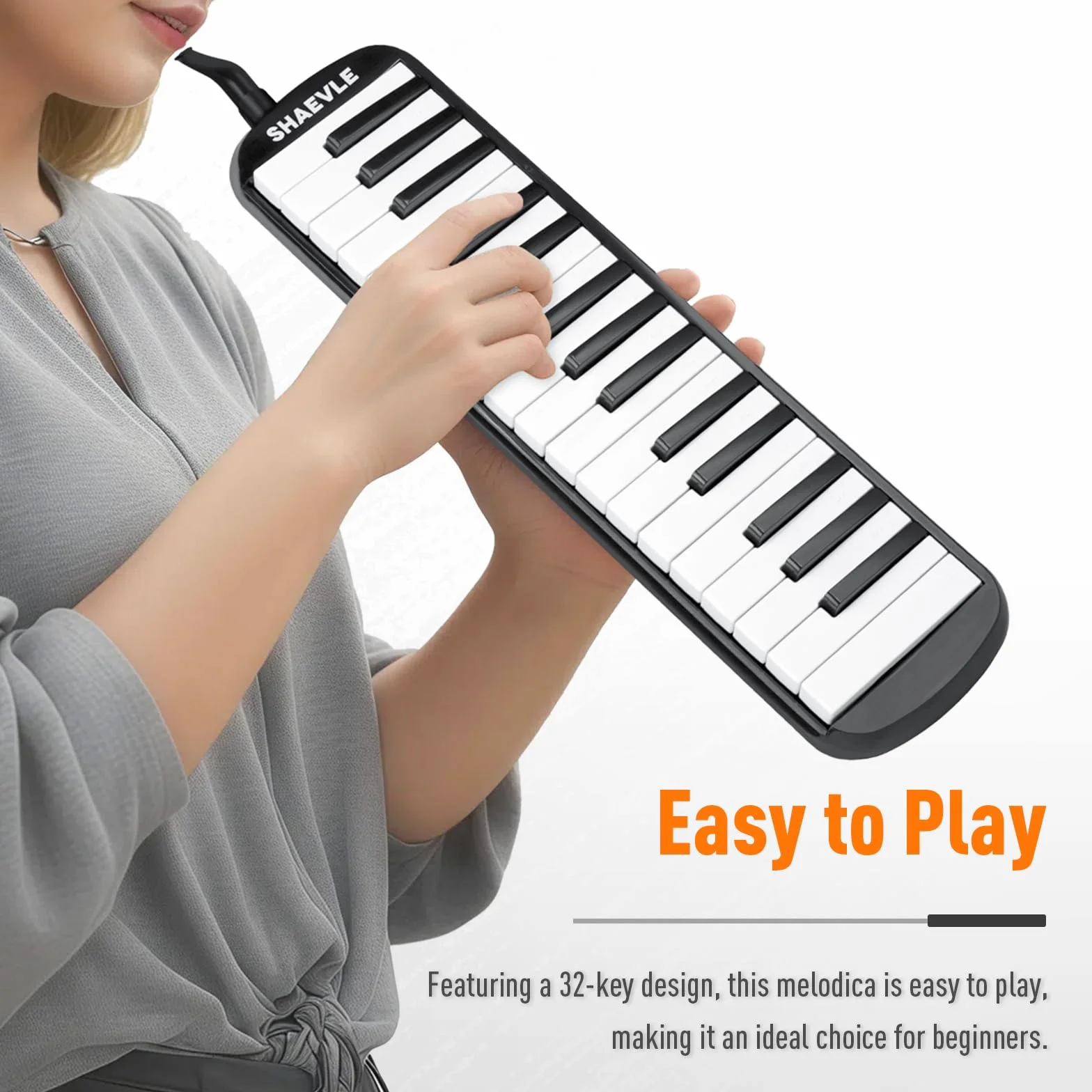 Melodica 32 klawisze Air Piano Keyboard z torbą do przenoszenia, ustniki, tubki, instrument melodica, prezent, dla dzieci i początkujących