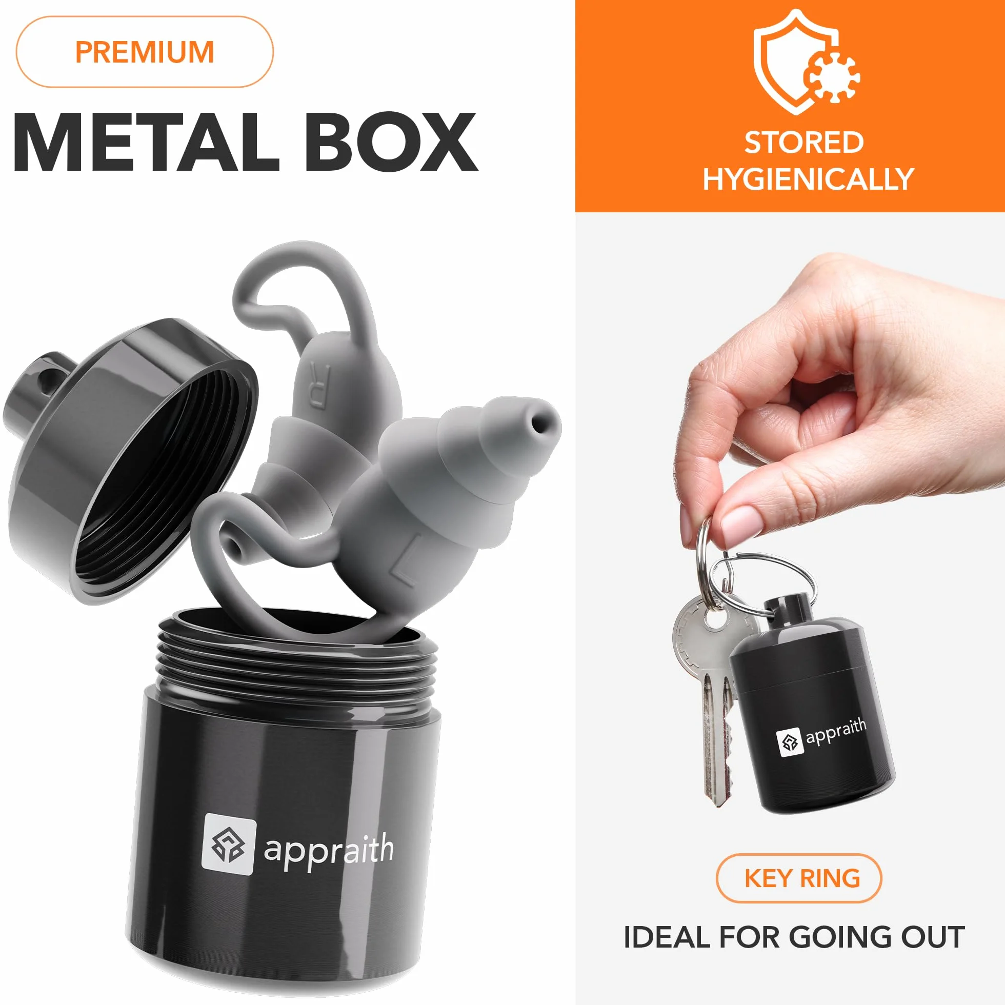 ZenPlug Zatyczki do uszu na koncert, sen, podróże, do pracy [silikon nano premium], ochrona słuchu, wielokrotnego użytku, redukcja hałasu do 32 dB, szare, z aluminiowym pojemnikiem