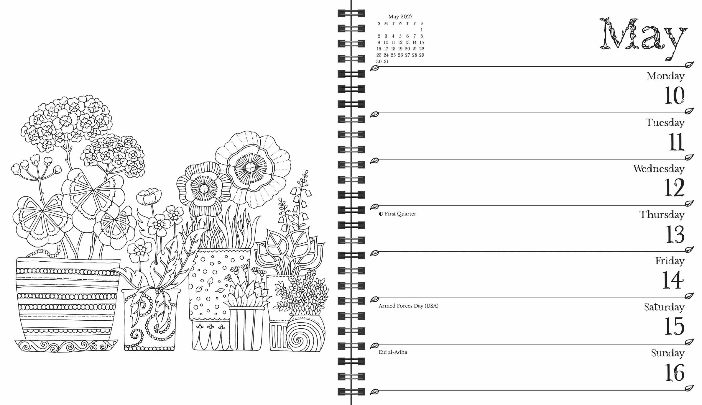 Johanna Basford 2027 Weekly Coloring Calendar