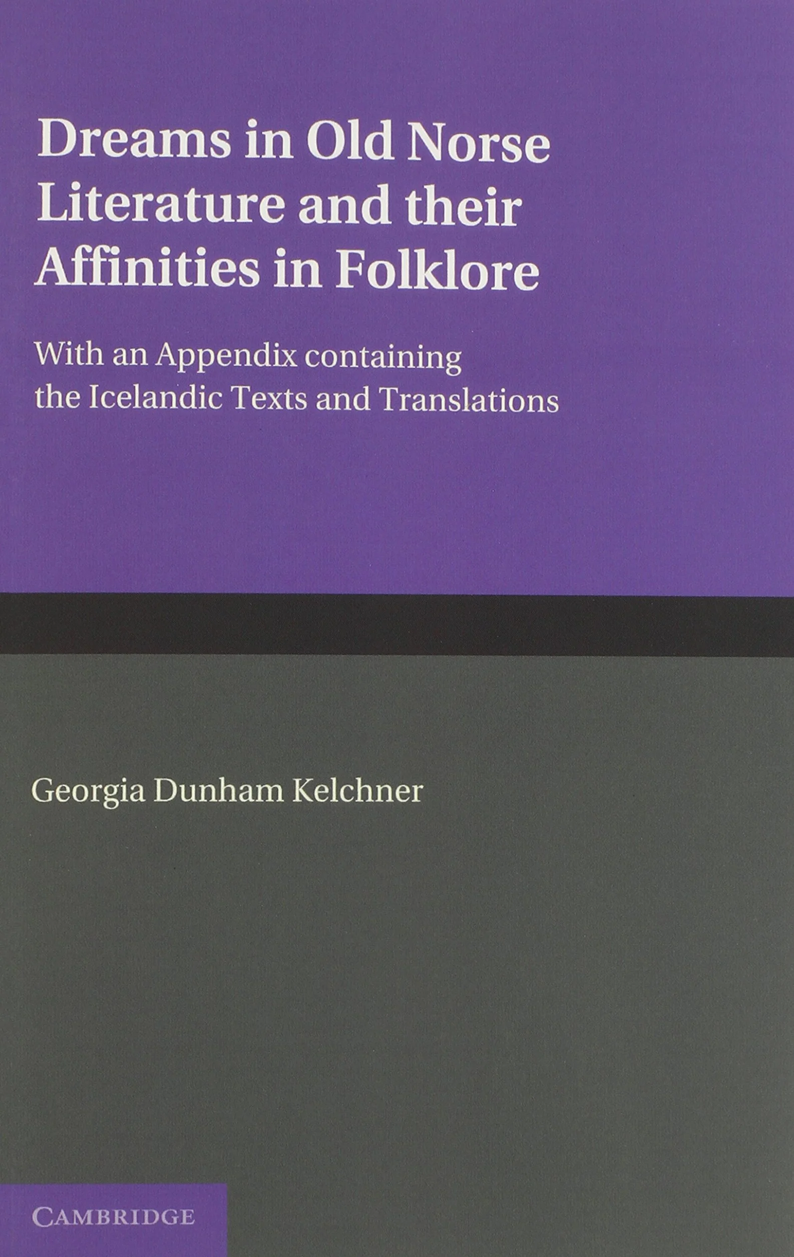 Dreams in Old Norse Literature and their Affinities in Folklore: With an Appendix Containing the Icelandic Texts and Translations