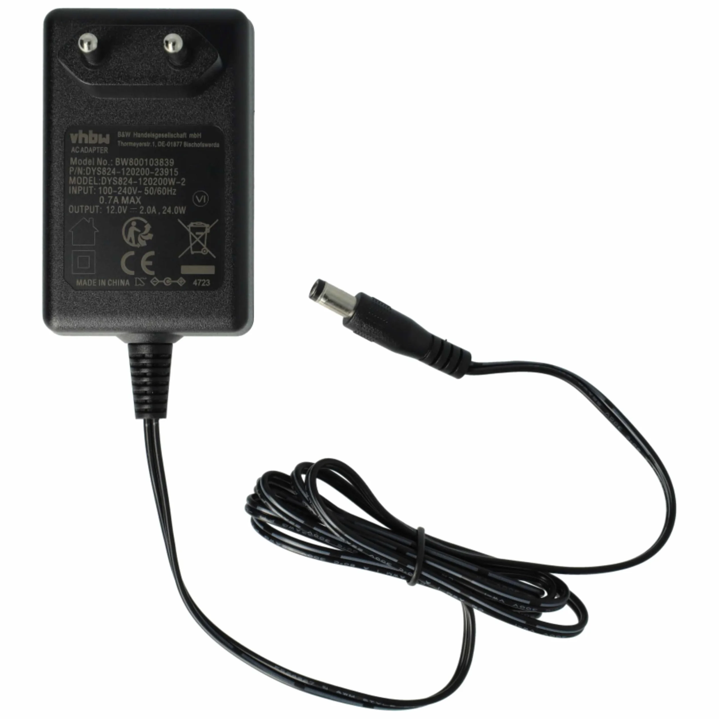 vhbw Zasilacz kompatybilny z Yamaha PSR-50, PSR-500, PSR-500m, PSR-510, PSR-530, PSR-540, PSR-550, PSR-6, PSR-60 Keyboard, E-Pianos - zamiennik do PA-5, PA-150, PA-150A, PA-5D