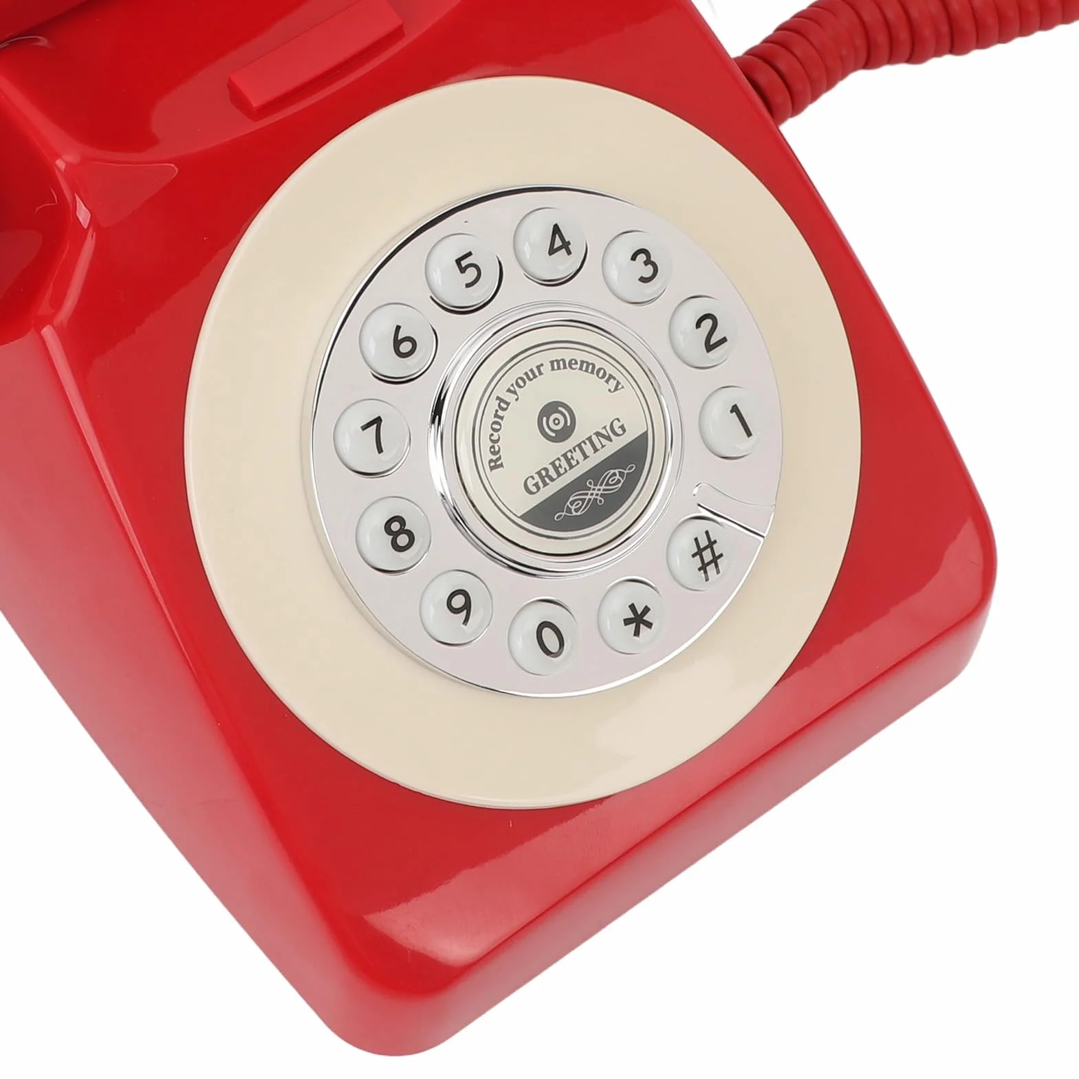 Audio Księga Gości Telefon Wygląd Vintage Czysty Dźwięk 120 Godzin Nagrywania Karta Pamięci 8 GB z Mikrofonem Klasy Premium na imprezę weselną Urodziny (czerwony)