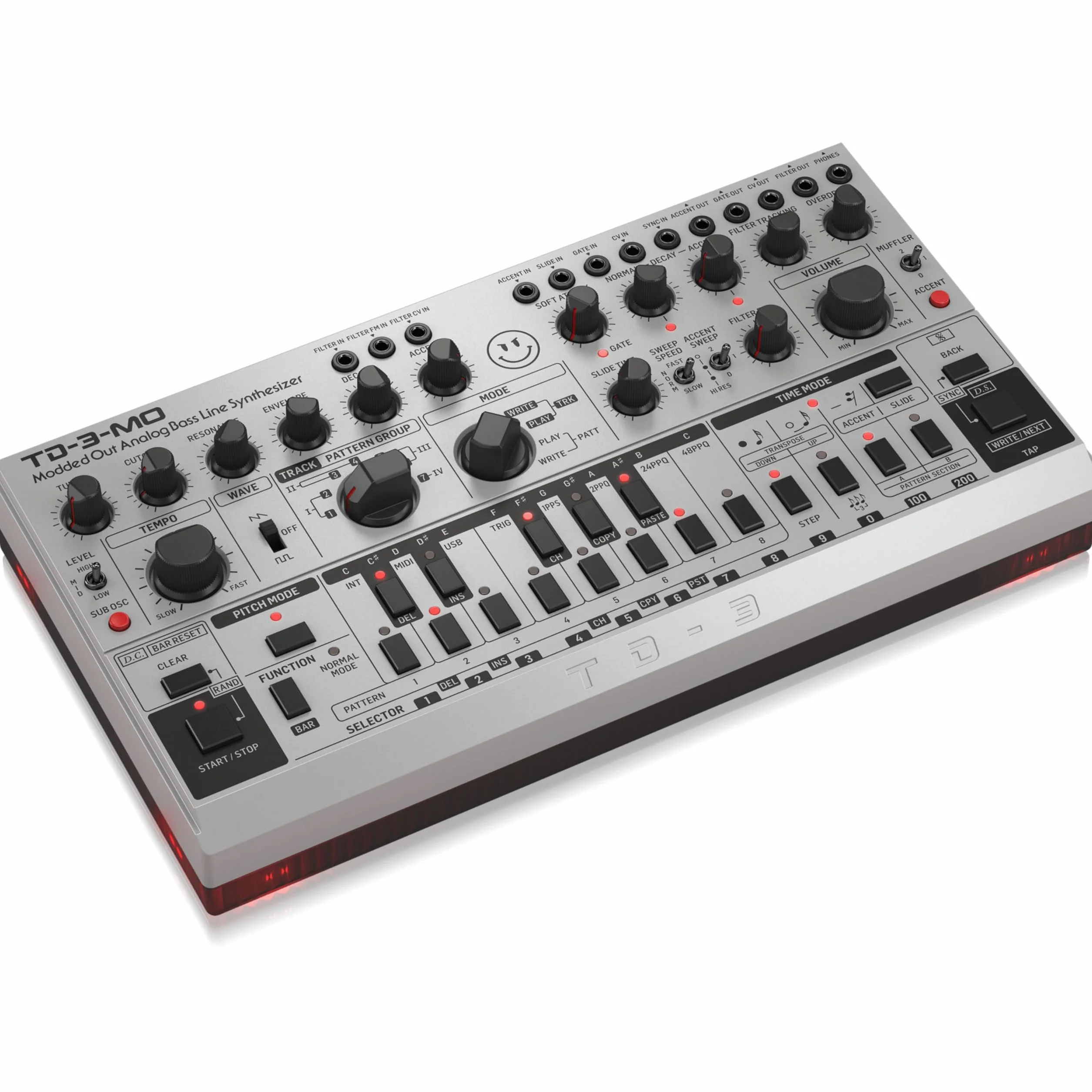 Behringer TD-3-MO-SR Desktop Synthesizer – “Modded Out” Analog Bass Line Synthesizer (Silver Color) – for Synthesizer Musicians