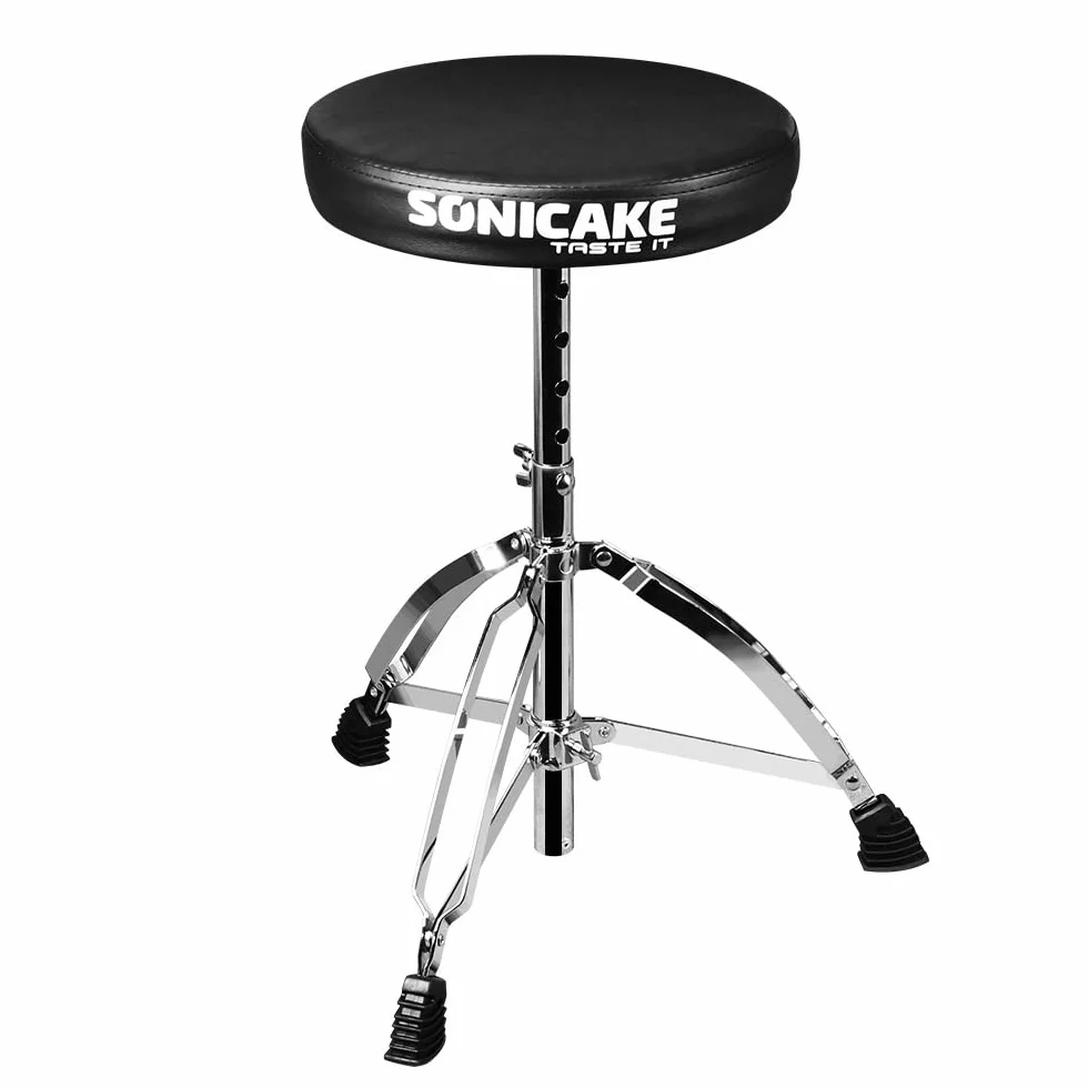 SONICAKE Regulowany stołek bębnowy z antypoślizgowym wyściełanym siedziskiem w kolorze czarnym