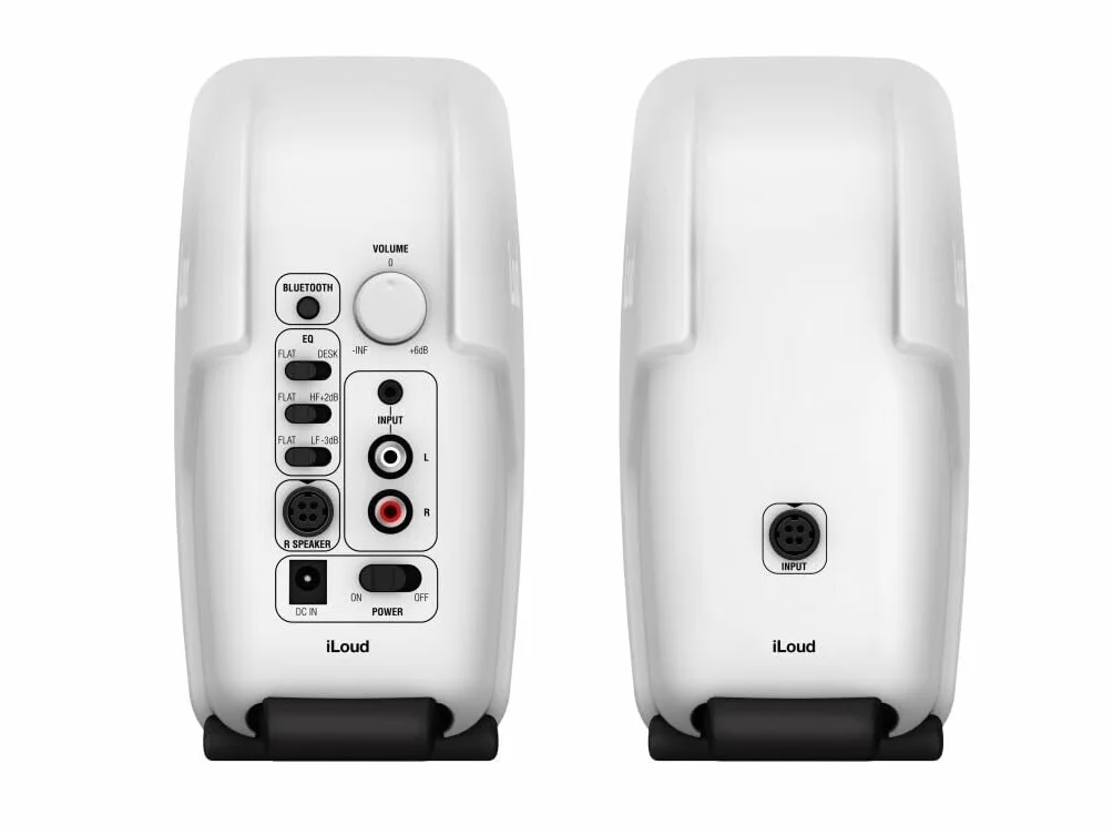 iLoud Micro Monitor White Special Edition – najmniejsza para monitorów referencyjnych studyjnych na świecie, 4 stopnie mocy klasy D, 50 W (RMS) bi-amped, Bass Reflex, biały