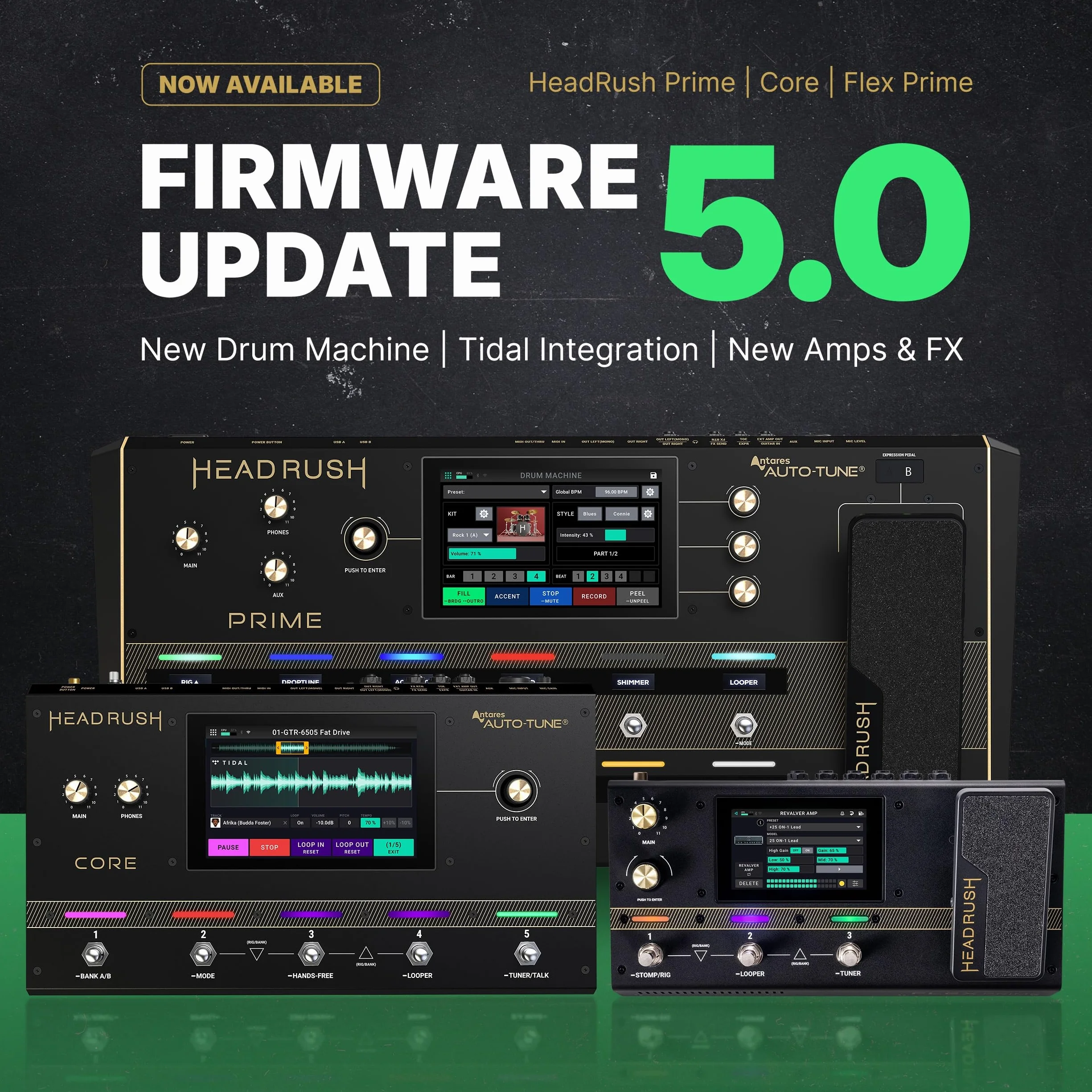 HeadRush Prime – Multiefekt do gitary i wokali z procesorem modelującym, Amp Clonerem, Antares Auto-Tune, WiFi, ekranem dotykowym, Looperem, Bluetooth