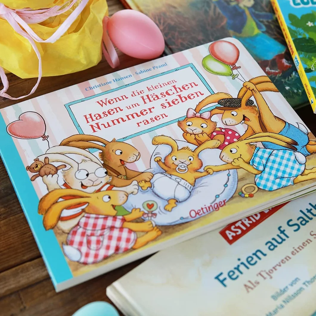 Wenn die kleinen Hasen um Häschen Nummer sieben rasen: Süßes Pappbilderbuch über die Geburt eines neuen Hasen-Geschwisterchens ab 2 Jahren