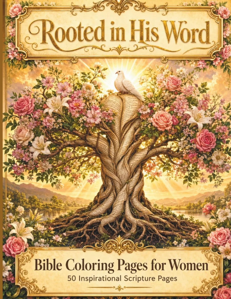 Rooted in His Word: Bible Coloring Pages for Women | 50 Inspirational Scripture Pages: A Peaceful Coloring Journey for Relaxation, Faith, and Reconnection with God