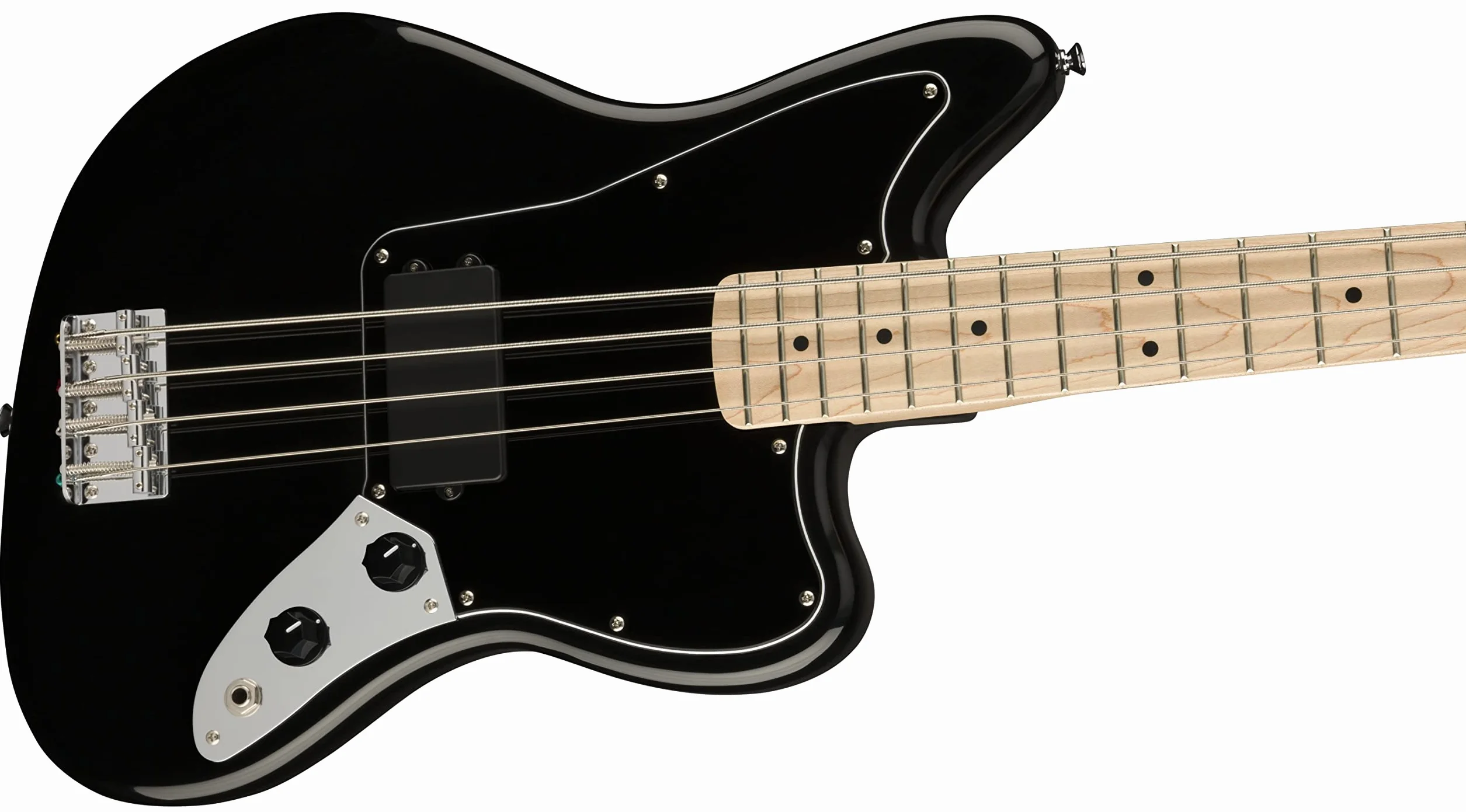 Squier by Fender seria Affinity Elektryczny Jaguar Bass z przetwornikiem Humbucker, podstrunnica klonowa w kolorze czarnym