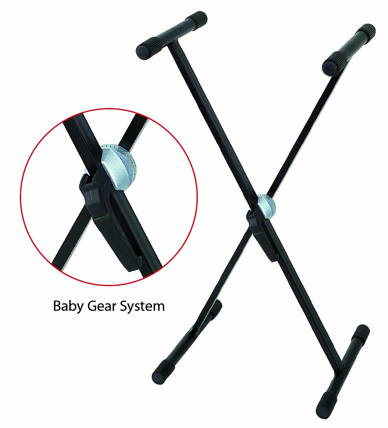 GEWA stojak na keyboard KS-10B - Baby Gear System - pojedynczy - rura stalowa - składany - wysokość 55-80 cm - wysokość i szerokość regulowana - obciążenie do 25 kg - waga 2,8 kg - czarny