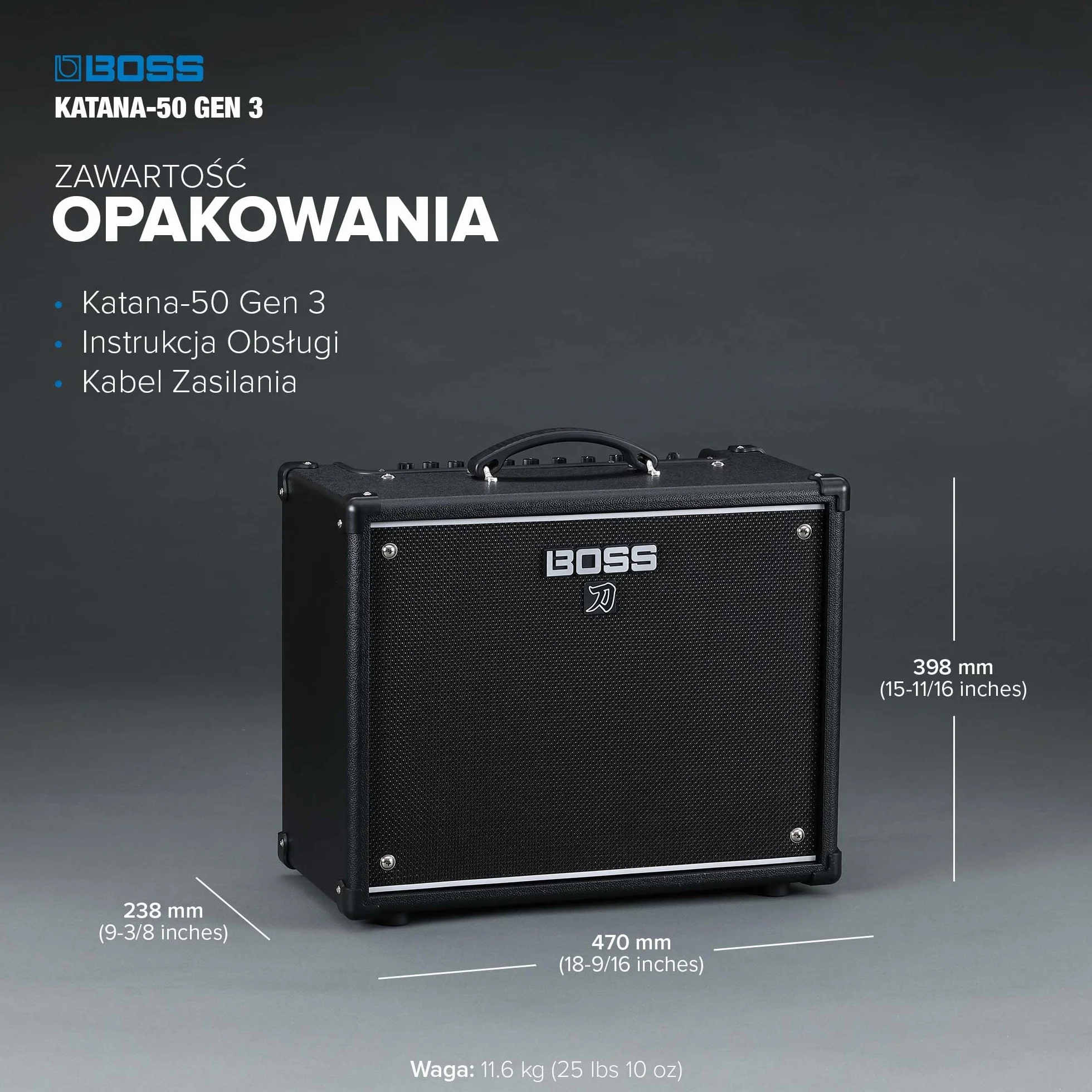 BOSS Katana-50 Gen 3 Wzmacniacz Gitarowy - Kompaktowy 50-Watowy Wzmacniacz Combo - Unikalny 12-calowy głośnik - Udoskonalony Dźwięk Tube Logic - 12 Charaktery Wzmacniacza - Wbudowane Efekty BOSS