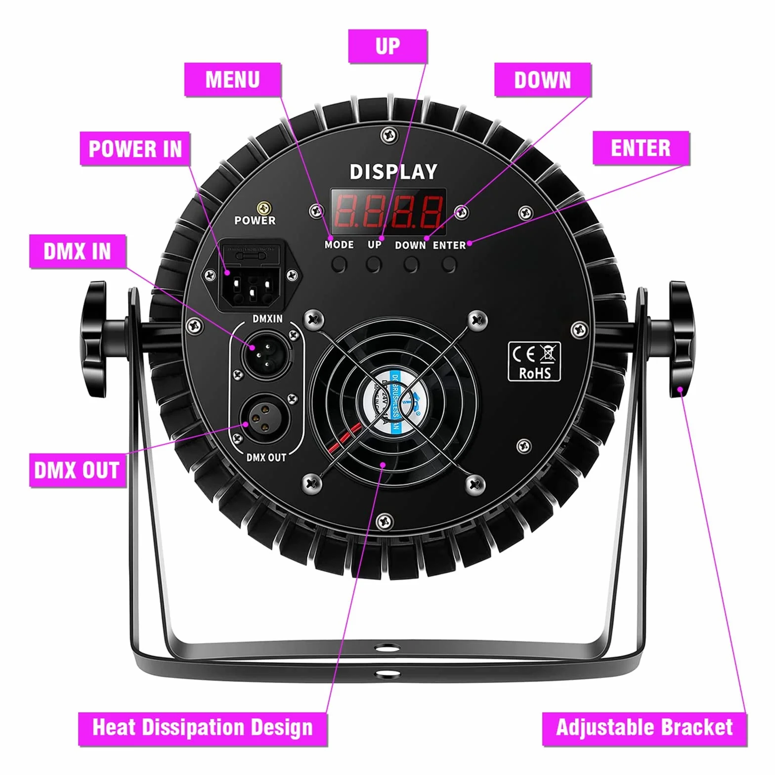 LED Par UV reflektor punktowy 200W 18 LED światło sceniczne światło dyskotekowe, 8CH RGB DMX dźwięk stroboskopowy tryb aktywny oświetlenie DJ efekt świetlny na imprezę Halloween