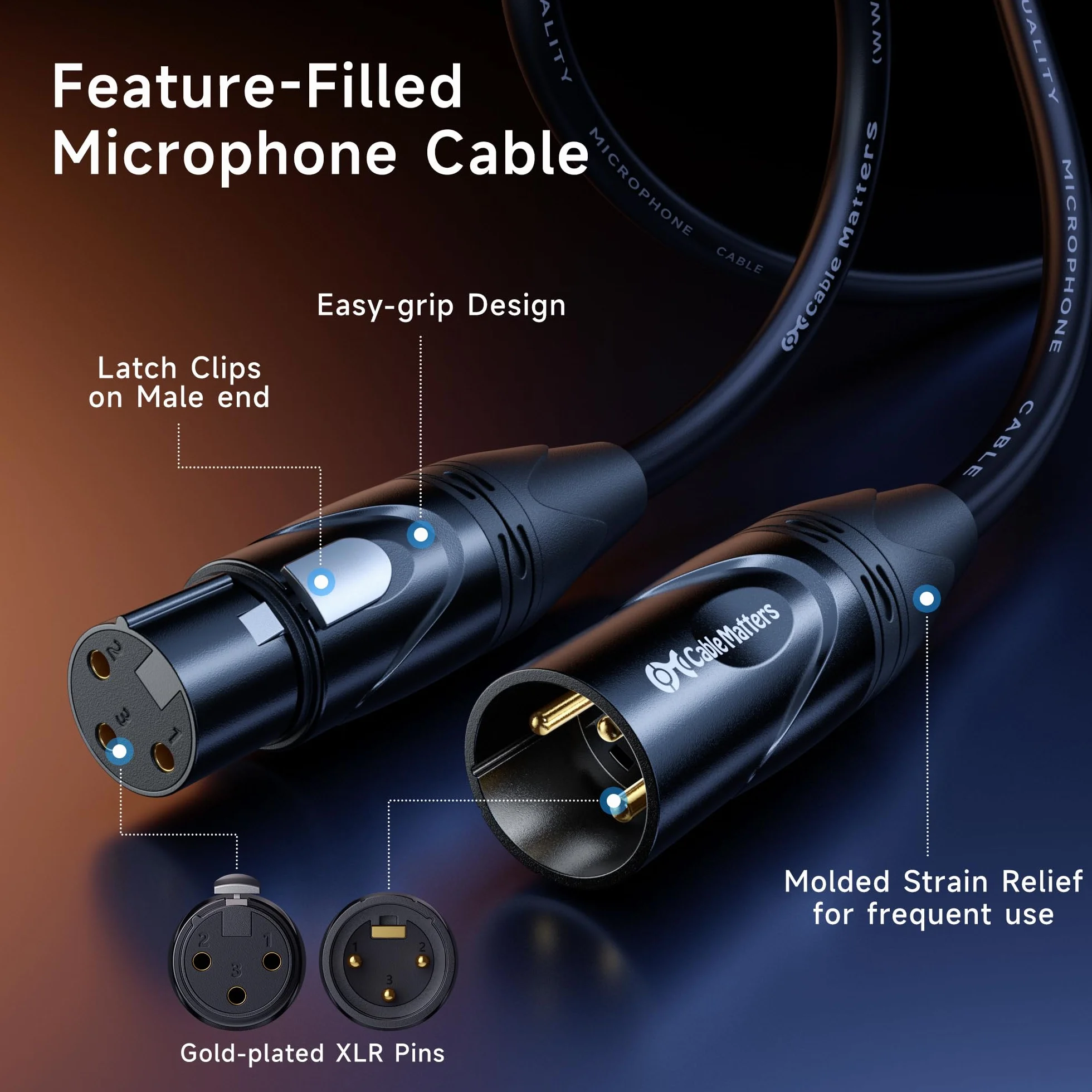 Cable Matters Zestaw 2 kabli mikrofonowych Premium XLR, 0,3 m, kabel mikrofonowy