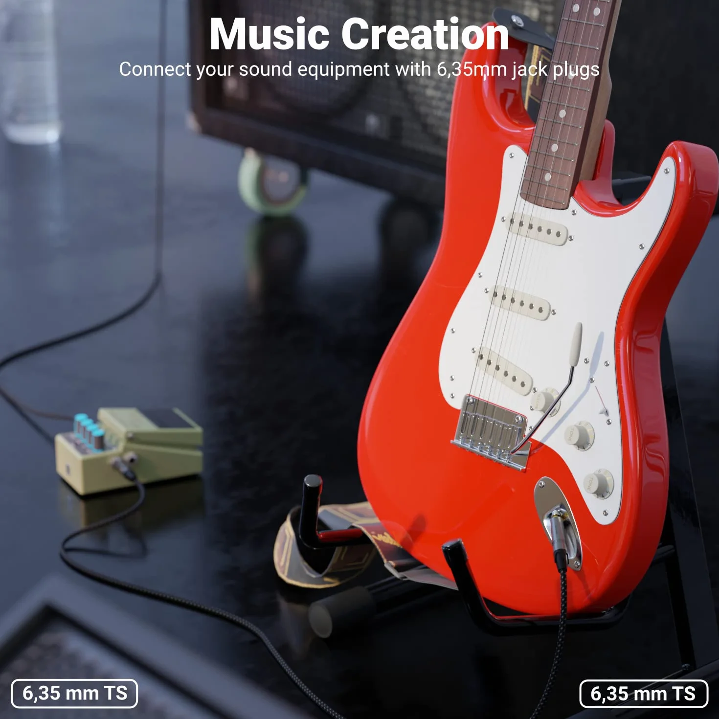 deleyCON 3,0m Kabel Instrumentalny 6,35mm na 6,35mm Klinke Mono AUX - Jakość Studyjna - z czystej Miedzi OFC (AWG24) - Klinkenkabel do Gitary Elektrycznej Basu Wzmacniacza Miksera Keyboardu
