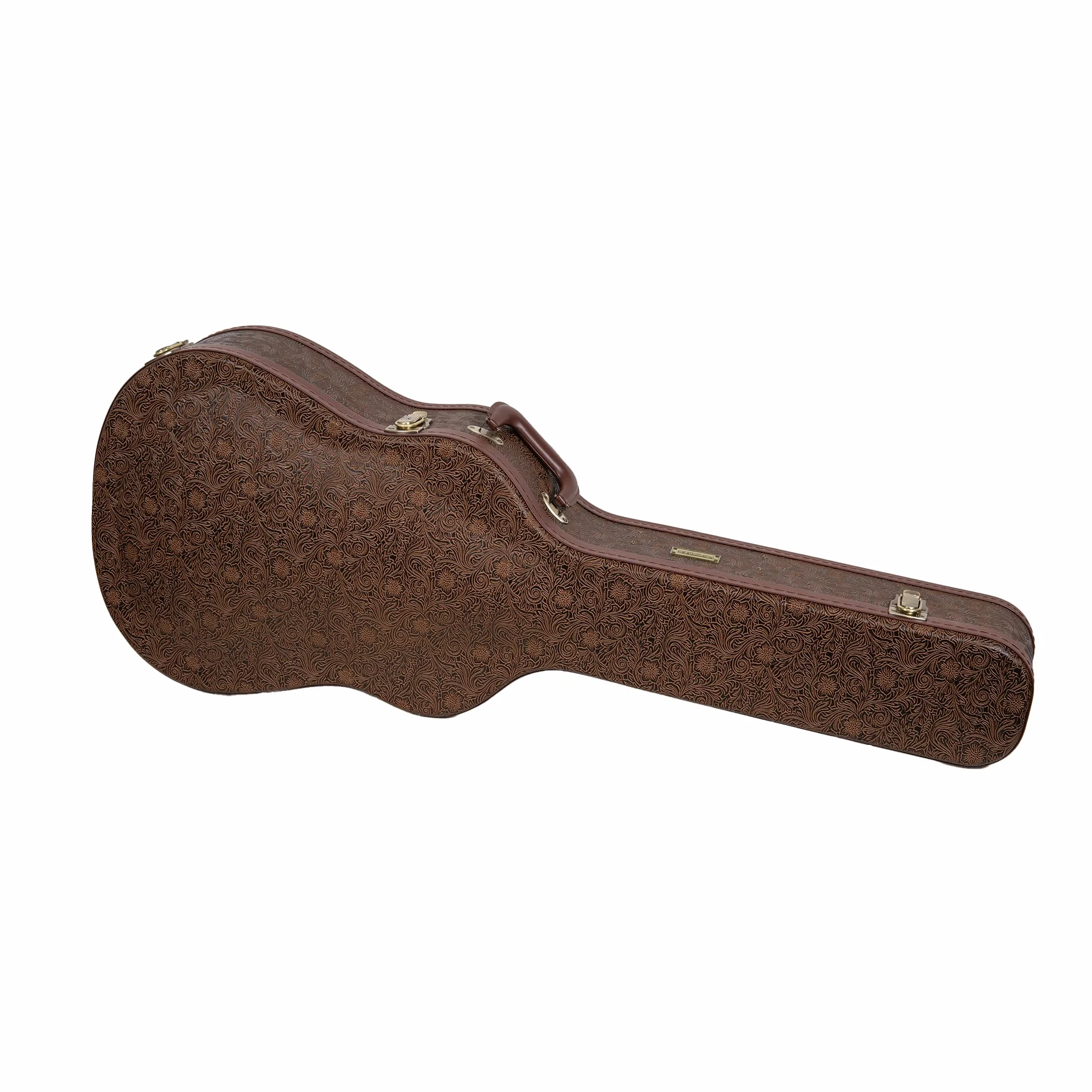 Crossrock Seria Designer - uniwersalna drewniana obudowa do gitar Gibson Acoustic J45, Martin Dreadnought - blokada bezpieczeństwa, metalowe nóżki, przestrzeń do przechowywania - Blossom Brown