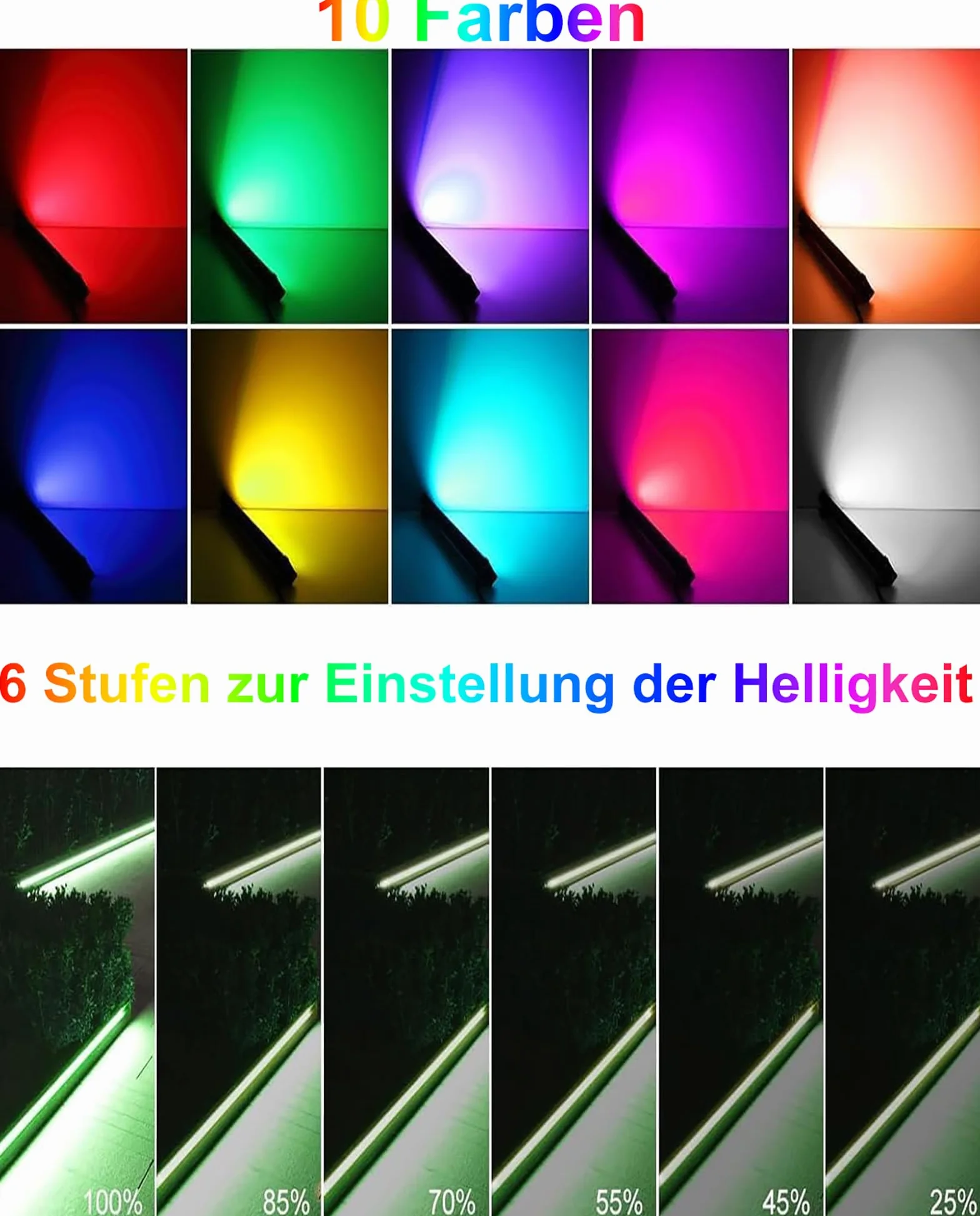 MEIHUA Reflektor RGB 42 W, 10 kolorów, 30 trybów, 6 poziomów jasności, IP66, wodoszczelny, z pilotem zdalnego sterowania, oświetlenie imprezowe, na imprezę, na Boże Narodzenie, Halloween
