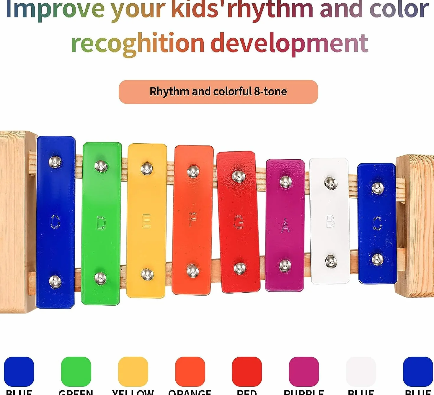 Ksylofon dla Dzieci, Ksylofon Chime Drewniane, Rytmiczne Instrumenty Muzyczne, Ksylofon z 2 czerepkami dla Dorosłych i Dzieci, Chime jako Zabawka i Prezent