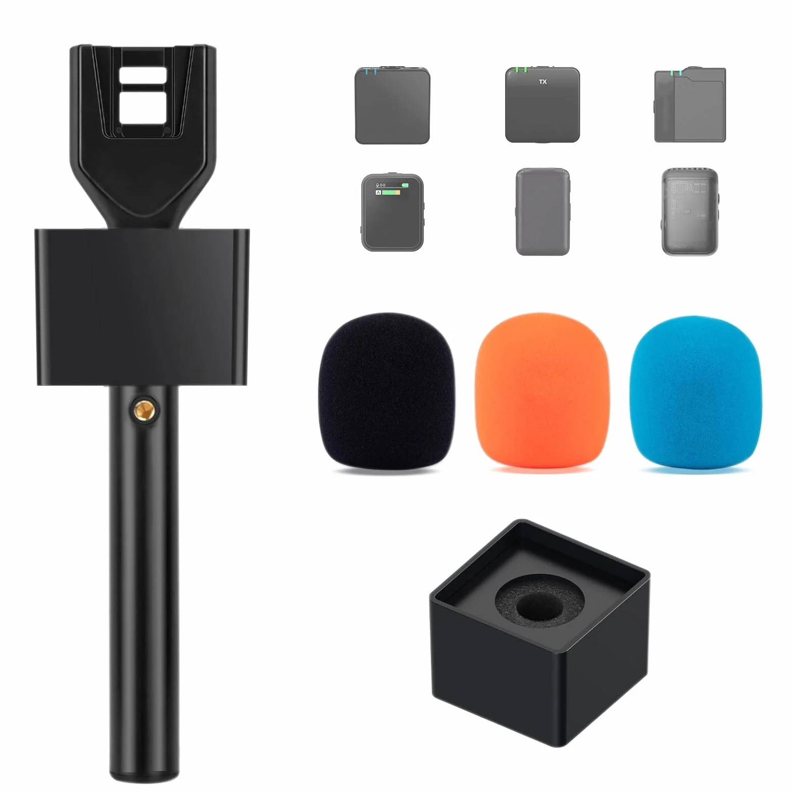 do DJI Mic Handle DJI Mic Mini Rode bezprzewodowy stojak na mikrofon Go Ręczny wywiad Go Grip z gwintem 1/4 cala 3 kolorowa pianka i adapter flagi mikrofonu do raportów podcastów vlog, StarRig